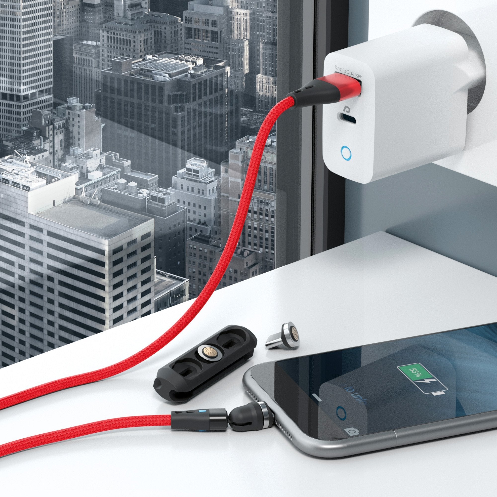 EAN 4040895011619 - RealPower MagneticCharge3 cable USB 1 m USB A Rojo imagen 5