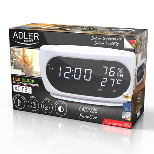 EAN 5905575903150 - Adler AD 1186W despertador Reloj despertador digital Negro, Blanco imagen 7