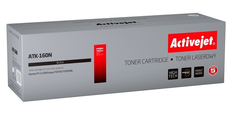 Tóner Activejet Atk-160n (Reemplazo Para Kyocera Tk-160 - Supreme - 2500 Páginas - Negro)