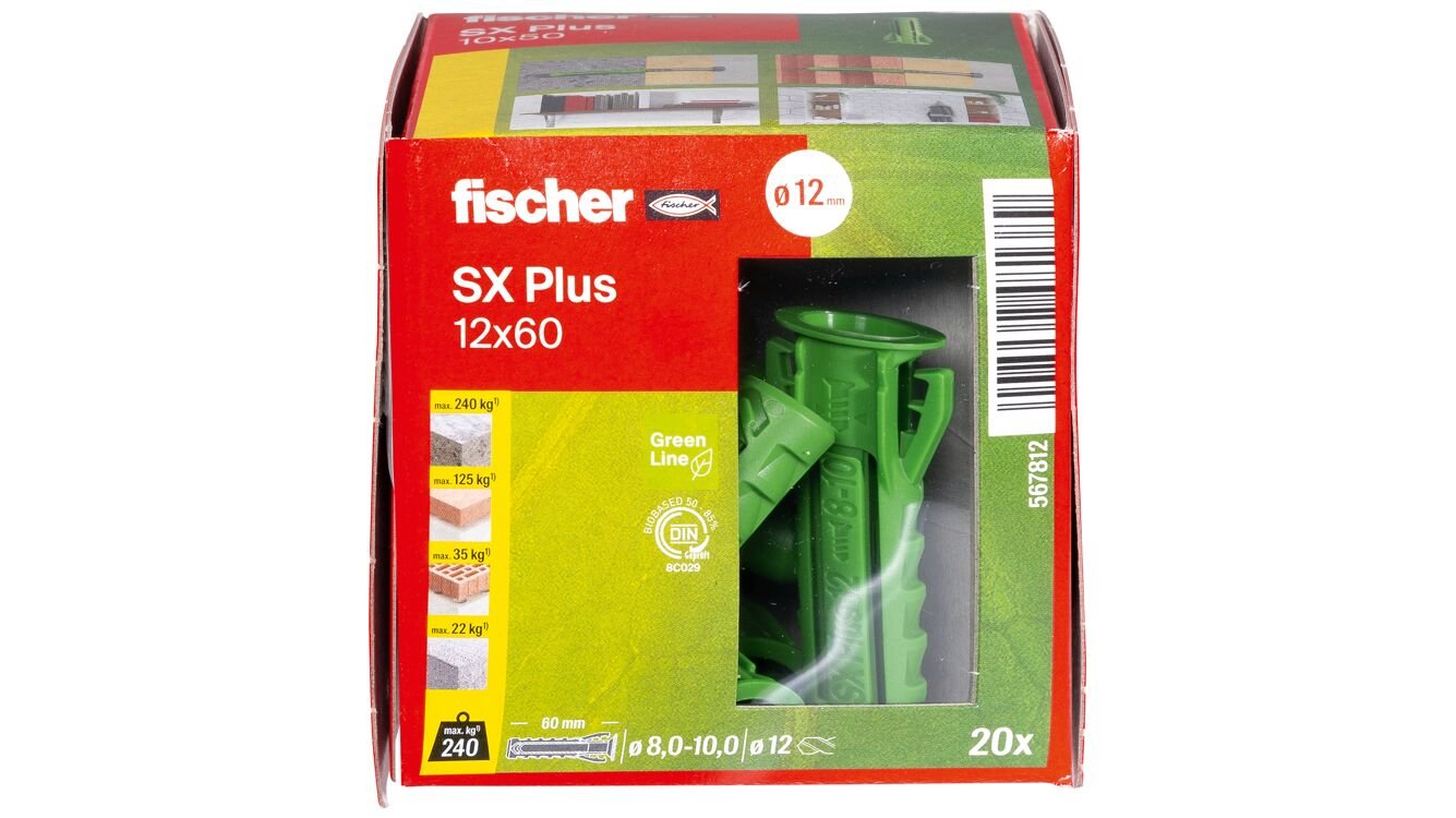 EAN 4048962481389 - Fischer 567812 tornillo de anclaje y taco 20 pieza(s) Anclaje de expansión 60 mm imagen 2