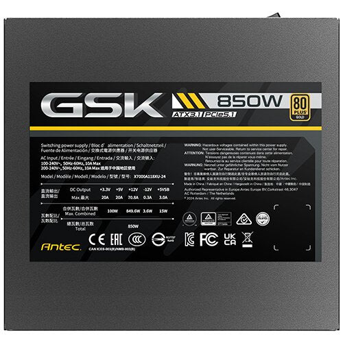 EAN 0761345200509 - Antec GSK ATX3.1 850W 80 PLUS Gold unidad de fuente de alimentación 20+4 pin ATX ATX Negro imagen 8
