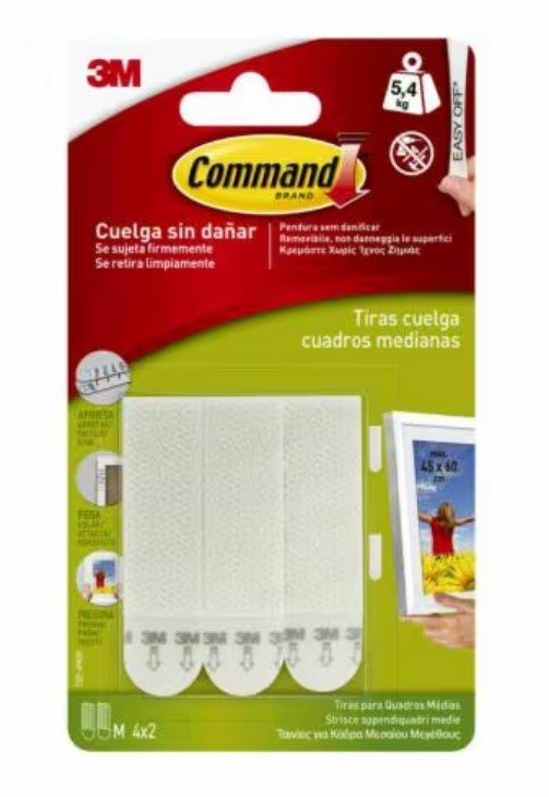 3m Command Tiras Cuelga Cuadros Blancas Medianas