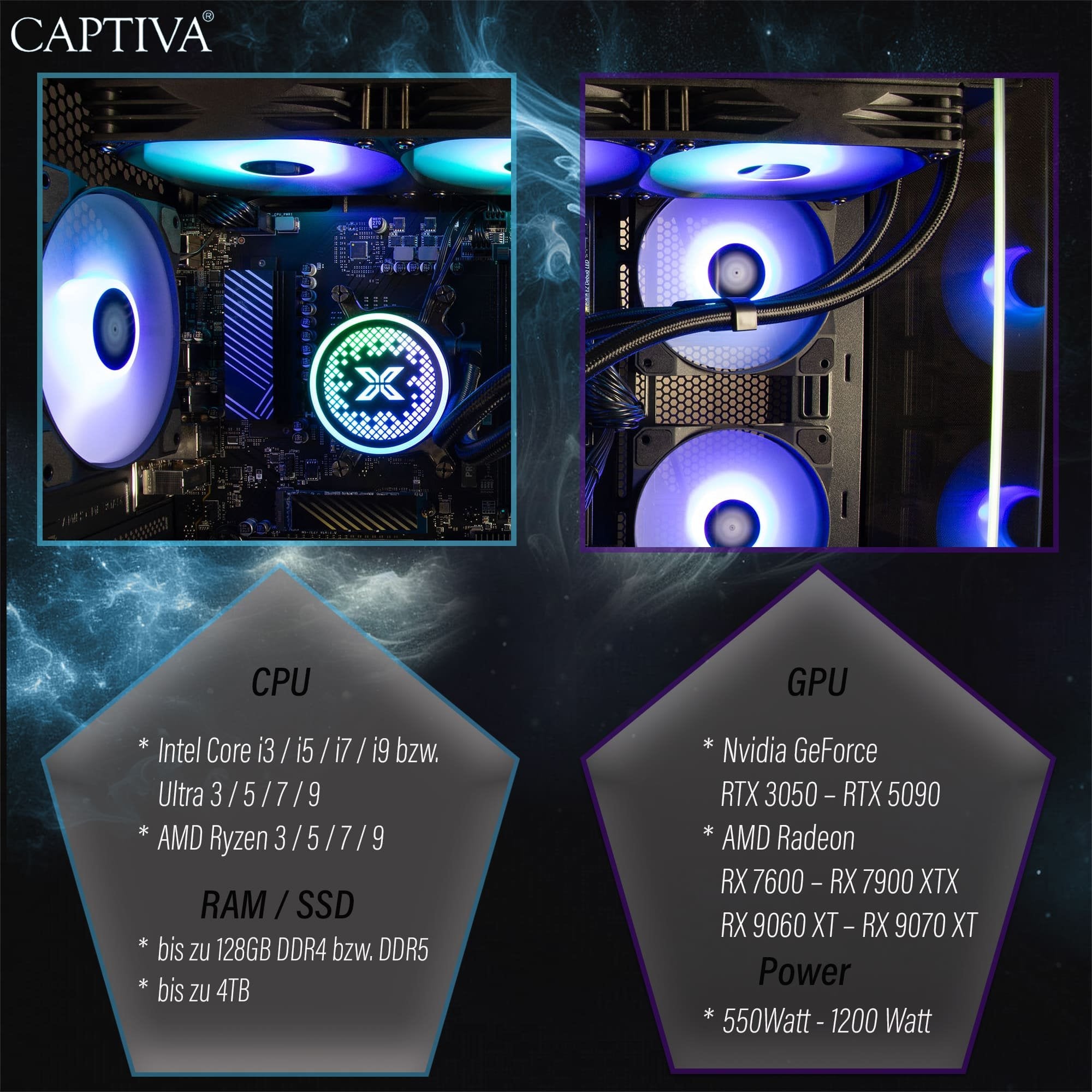 EAN 4046373900314 - CAPTIVA PC Highend Gaming R90-031 (Ryzen 7 5700X/RTX5070 12GB GDDR7/SSD 1TB/32GB/WLAN/Windows 11 Home 64- imagen 3