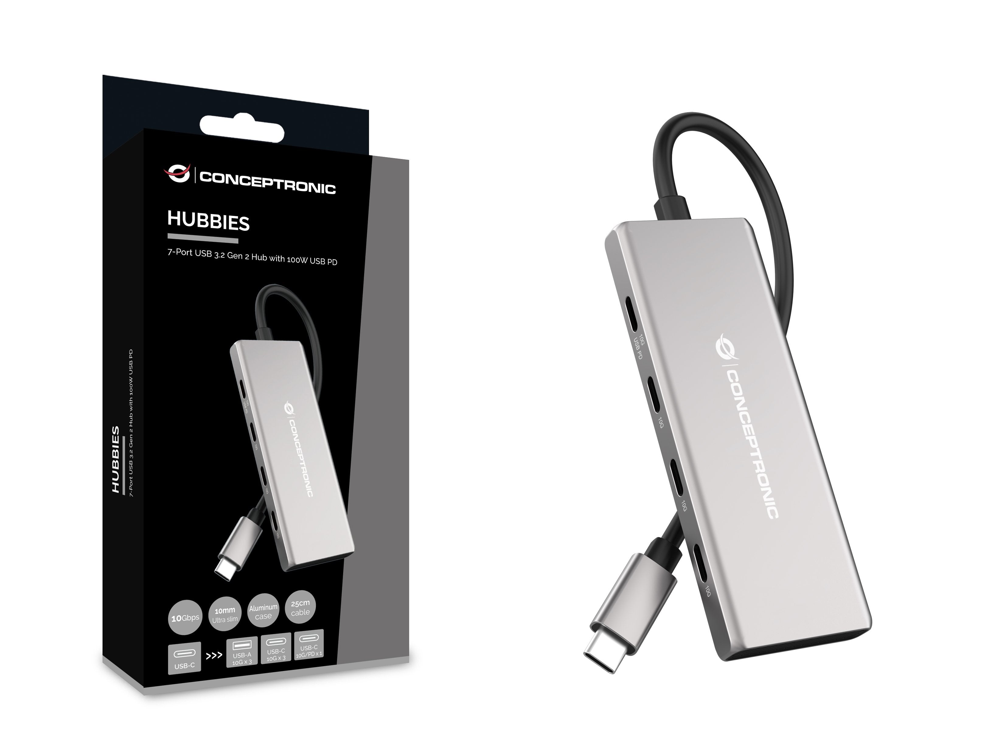 Conceptronic Dock Usb-C->4xusb-C,3xusb-A,100wpd O.N.0.25m Gr