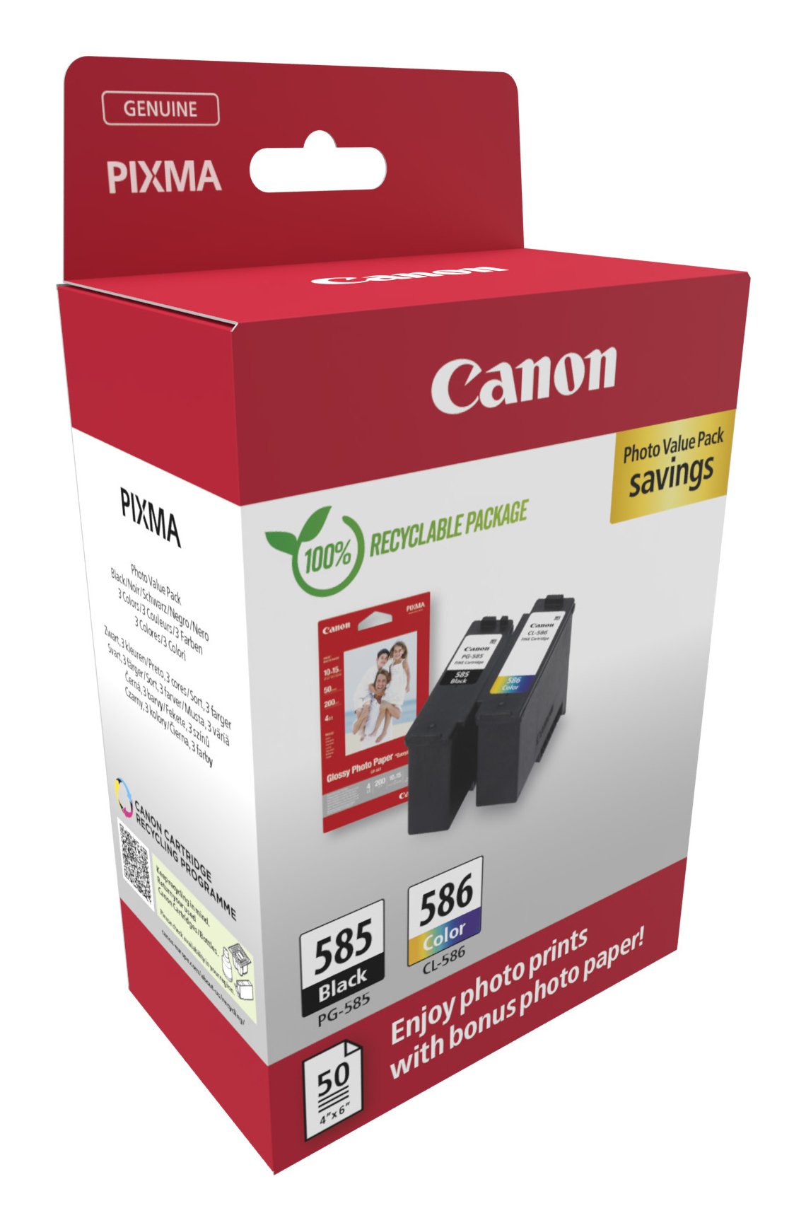 Tinta Canon 6205c004 / Pg-585/Cl-586 Multipack Bk,C,M,Y