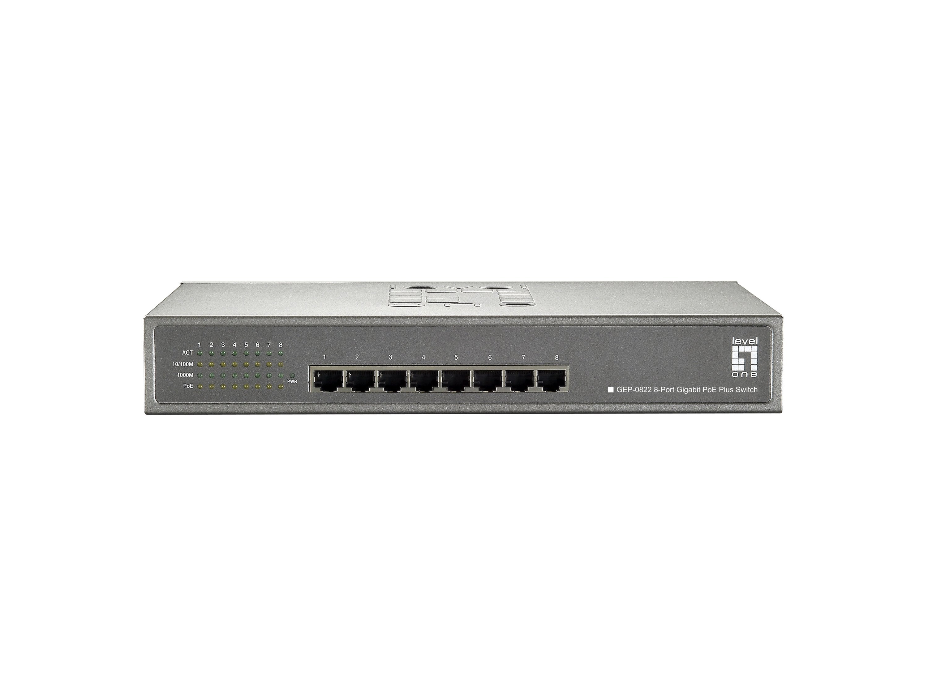 Levelone Switch 8x Ge Gep-0822 240w 8xpoe+