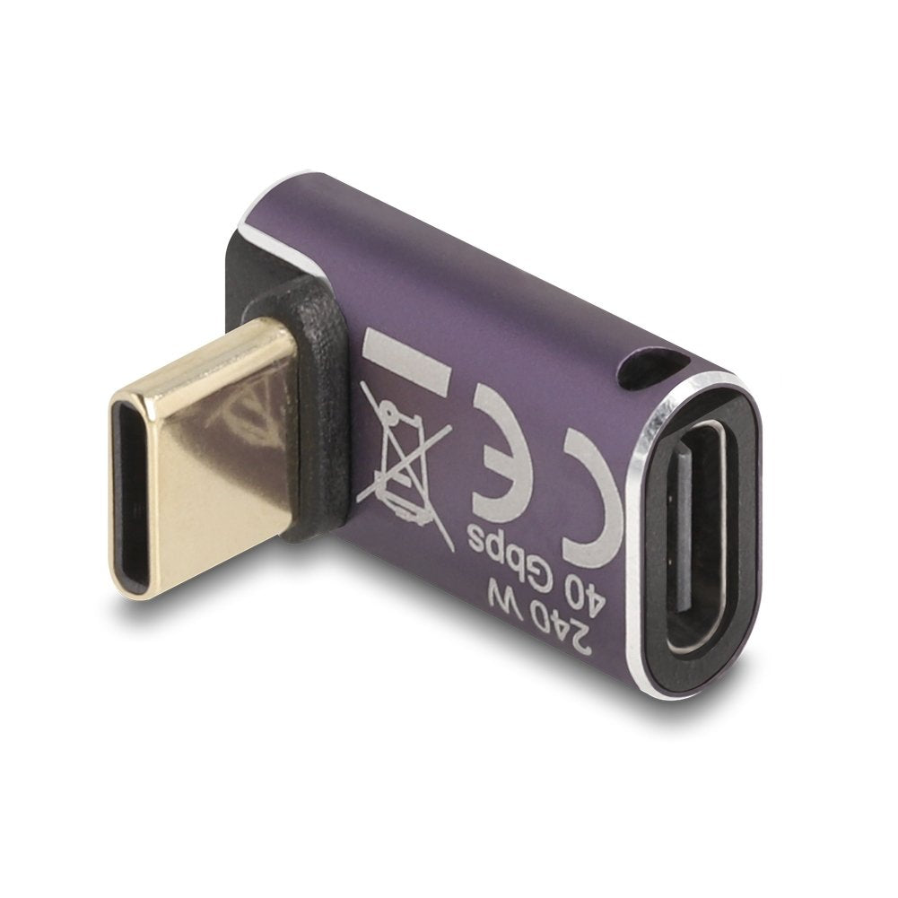 Delock 60289 Usb Adaptador 40 Gbps Usb Type-C Pd 3.1 240 W Macho A Puerto Hembra Sesgado 8k 60 Hz Metal