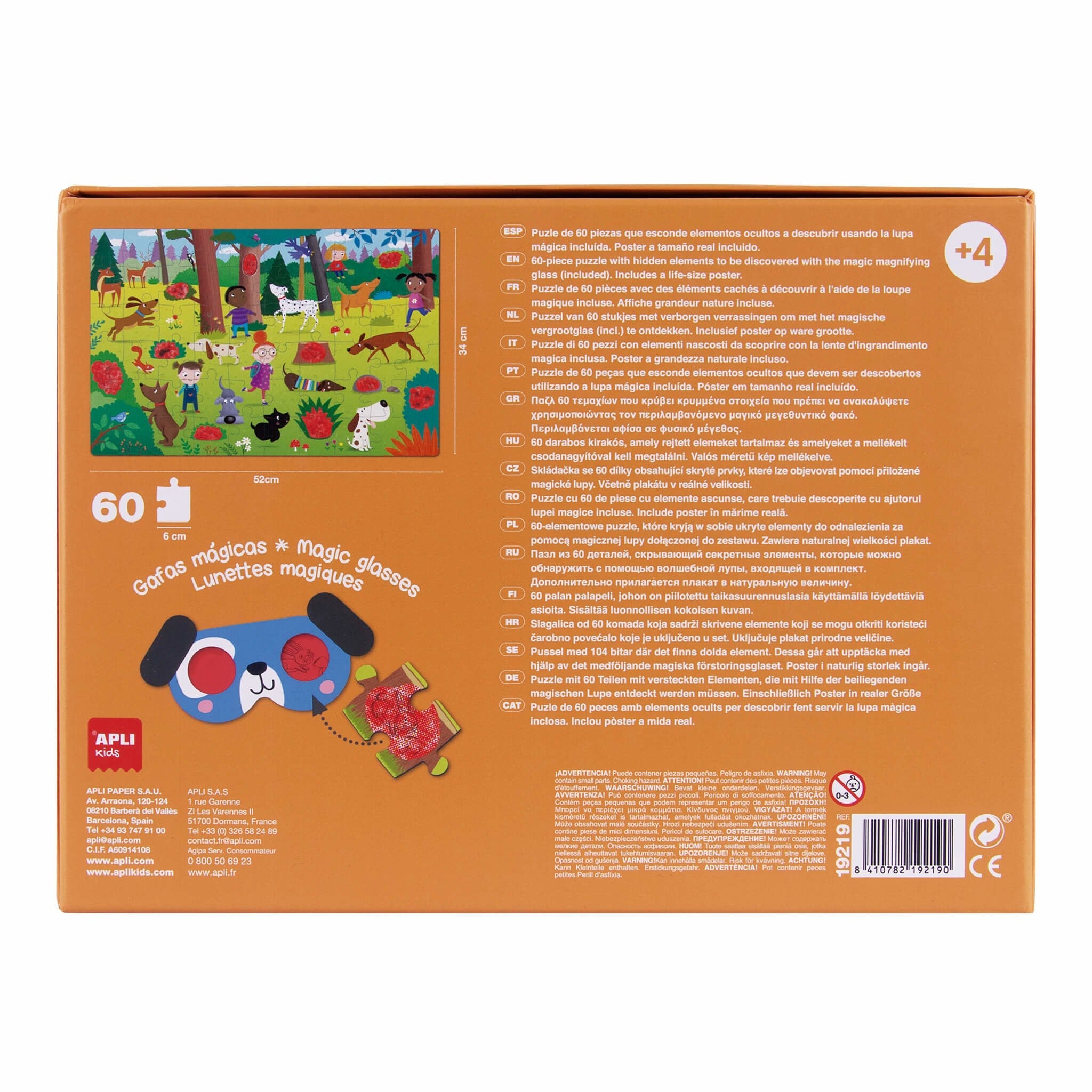 Apli Puzle Secreto De Perros - Diseño Infantil Y Colorido - Incluye Gafas Magicas Y Poster - Piezas Resistentes Y