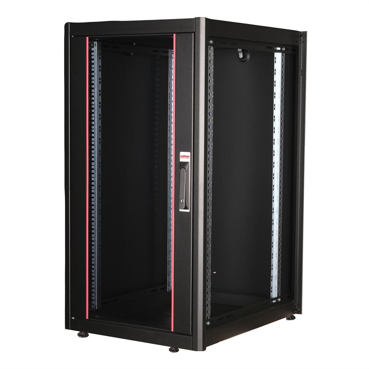 Roline 19-Zoll Netzwerkschrank Basic 22 He, 600x800 Bxt Glastr Schwarz