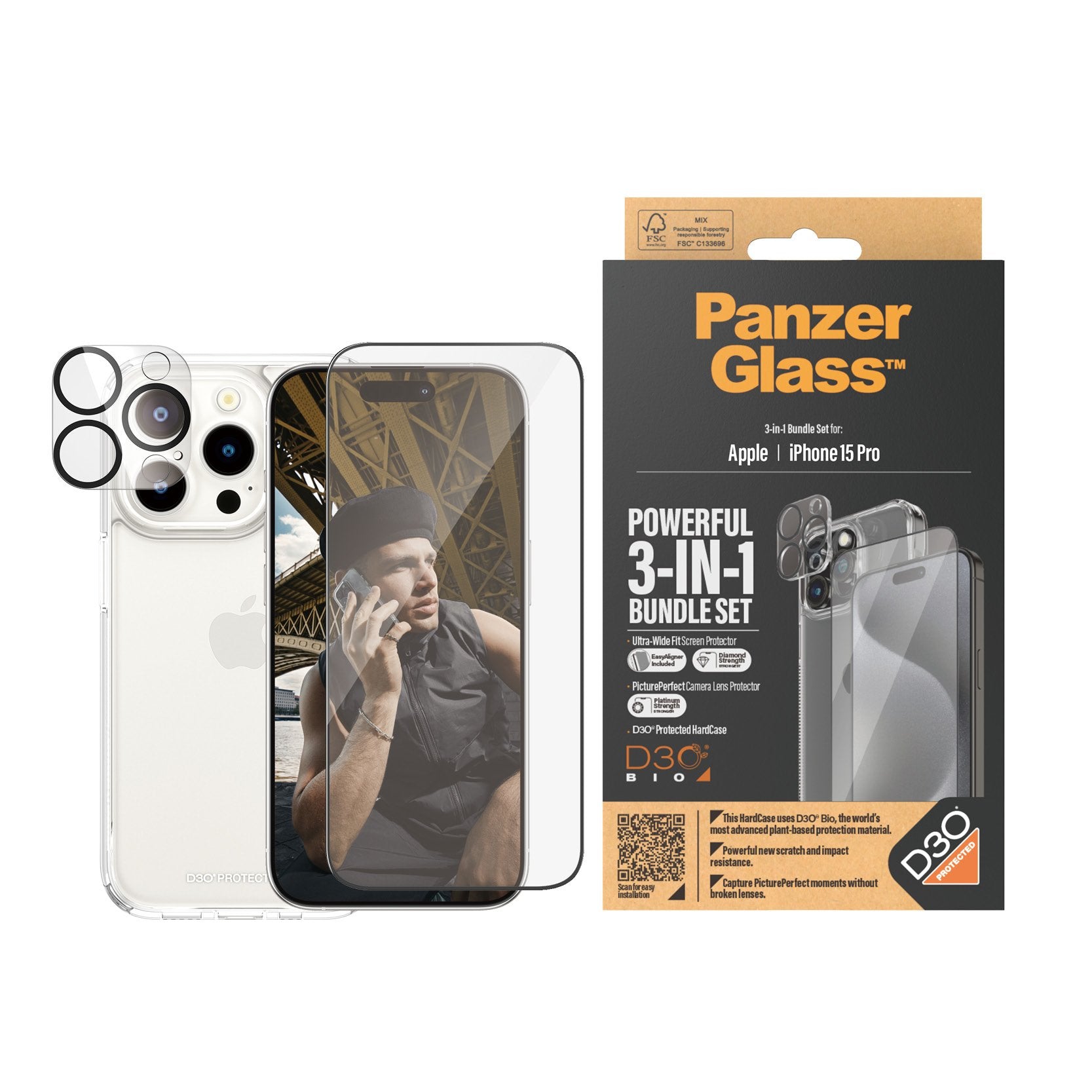 EAN 5711724211737 - PanzerGlass ® 3-in-1 Bundle iPhone 15 Pro Protector de pantalla Apple 1 pieza(s) imagen 2
