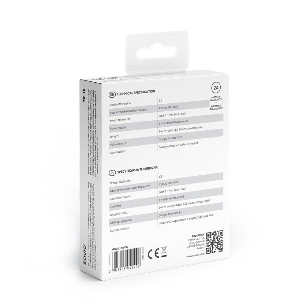 EAN 5901986048442 - Savio TR-16 transmisor FM 2400 - 2483,5 MHz Bluetooth Negro, Plata imagen 9