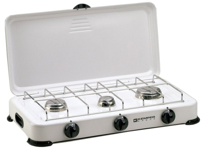 Cocina De Gas Butano/Propano Esmaltada 3 Quemadores, Blanca, 600 X 340 X 100 Mm