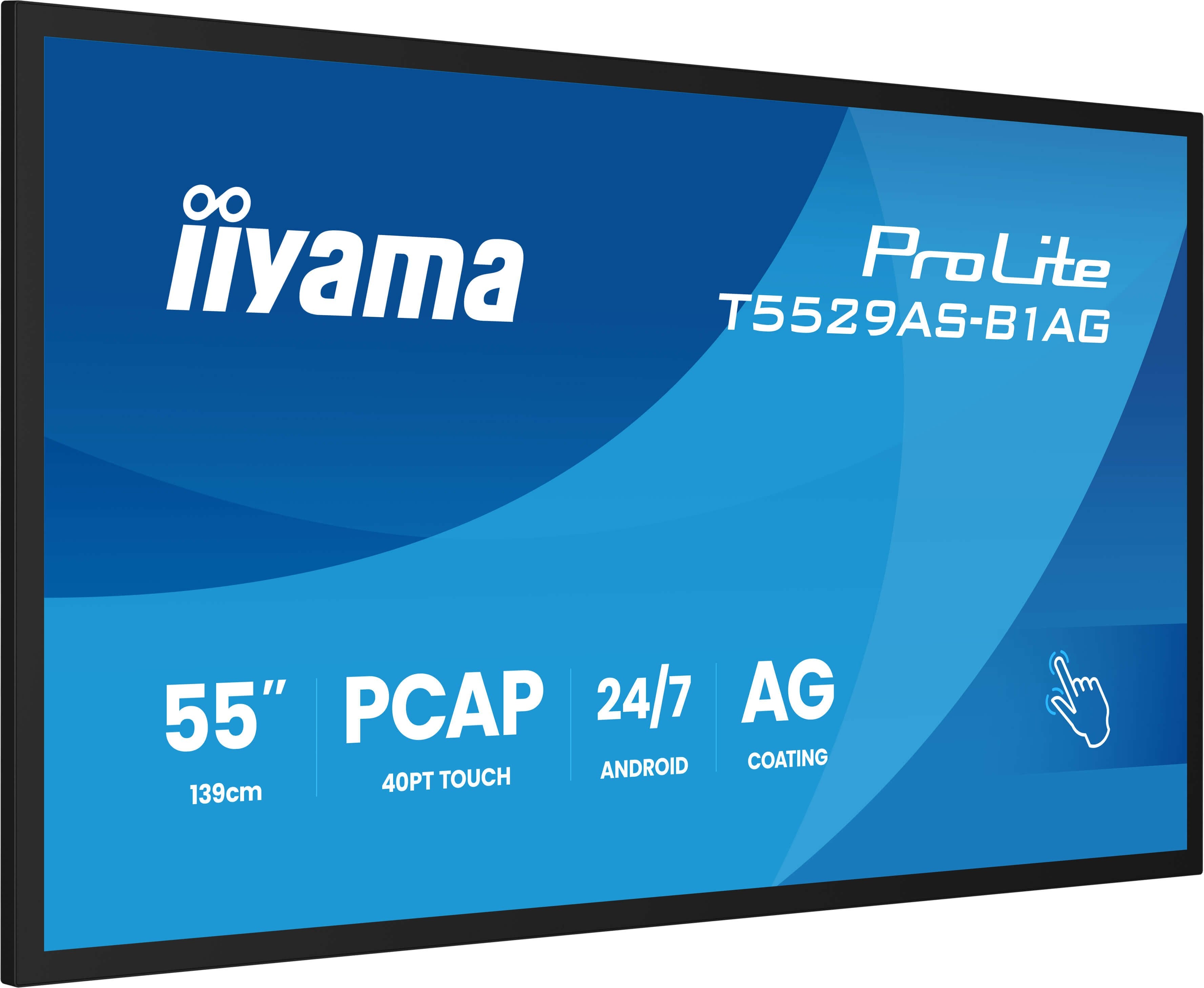 Iiyama T5529as-B1ag Pantalla De Señalización Panel Plano Interactivo 138,7 Cm (54.6") Led Wifi 500 Cd / M² 4k Ultra Hd Negro Pantalla Táctil Procesador Incorporado Android 24/7