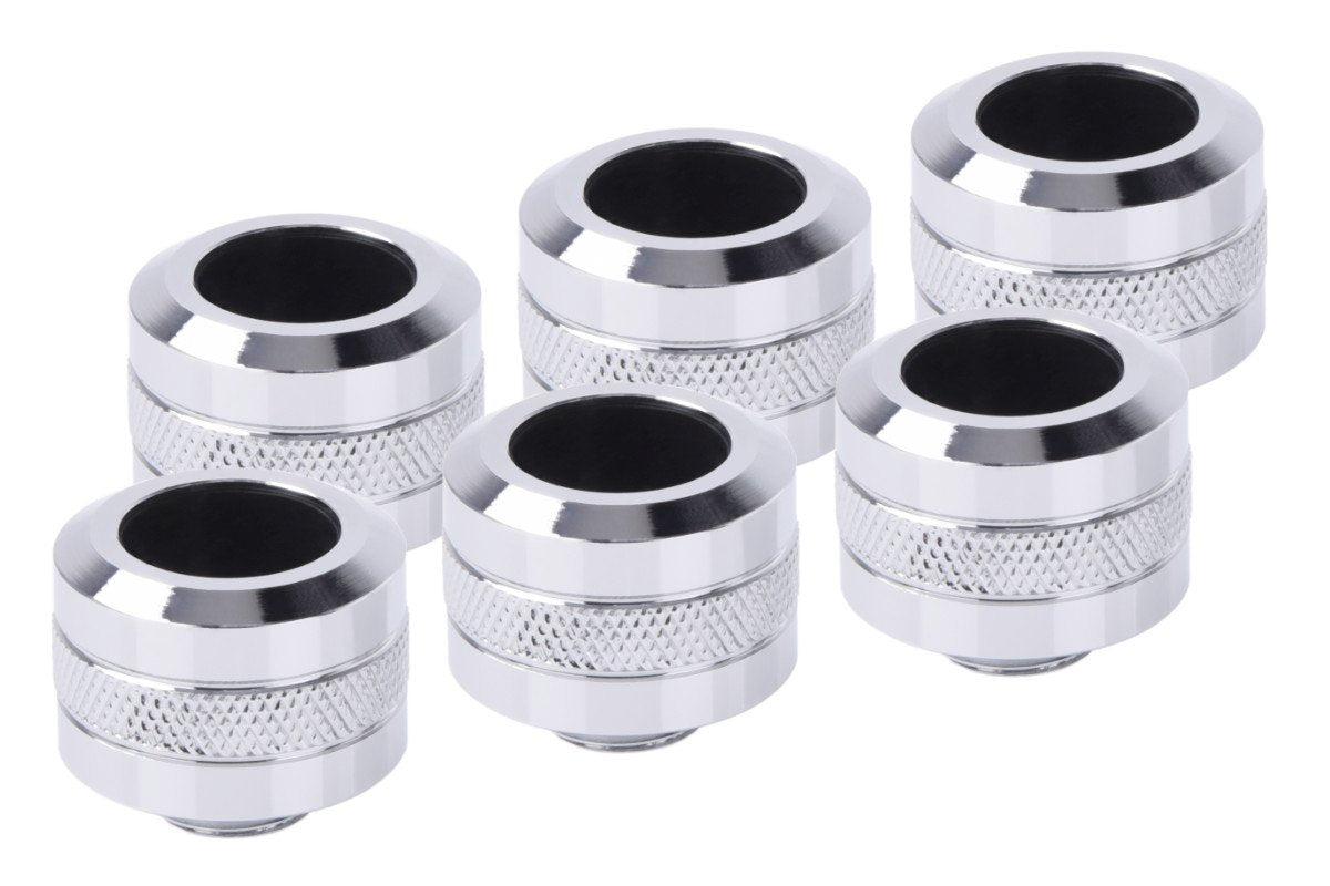 Alphacool Eiszapfen Pro 16mm Hardtube Racor G1/4 - Chrome Sixpack, Conexión Cromada, 6 Piezas 17476