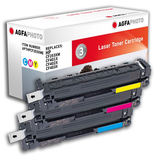EAN 4250164889553 - AgfaPhoto APTHPCF253XME cartucho de tóner 3 pieza(s) Compatible Cian, Magenta, Amarillo imagen 1