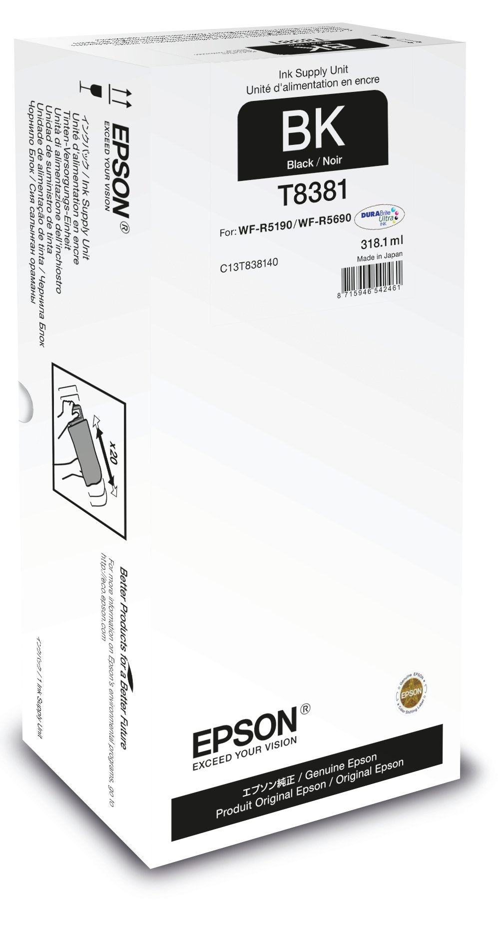 Tinta Original Epson T8381 318.1 Ml Negro Recarga De Tinta
