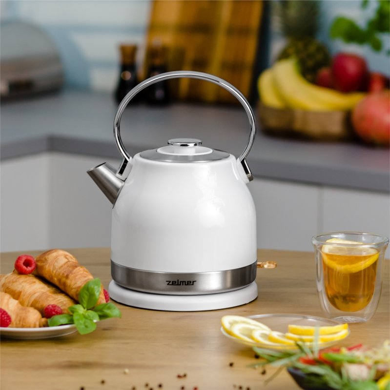 Tetera Zelmer Zck7940 Eléctrica 1,5 L 2200 W Acero Inoxidable, Blanco