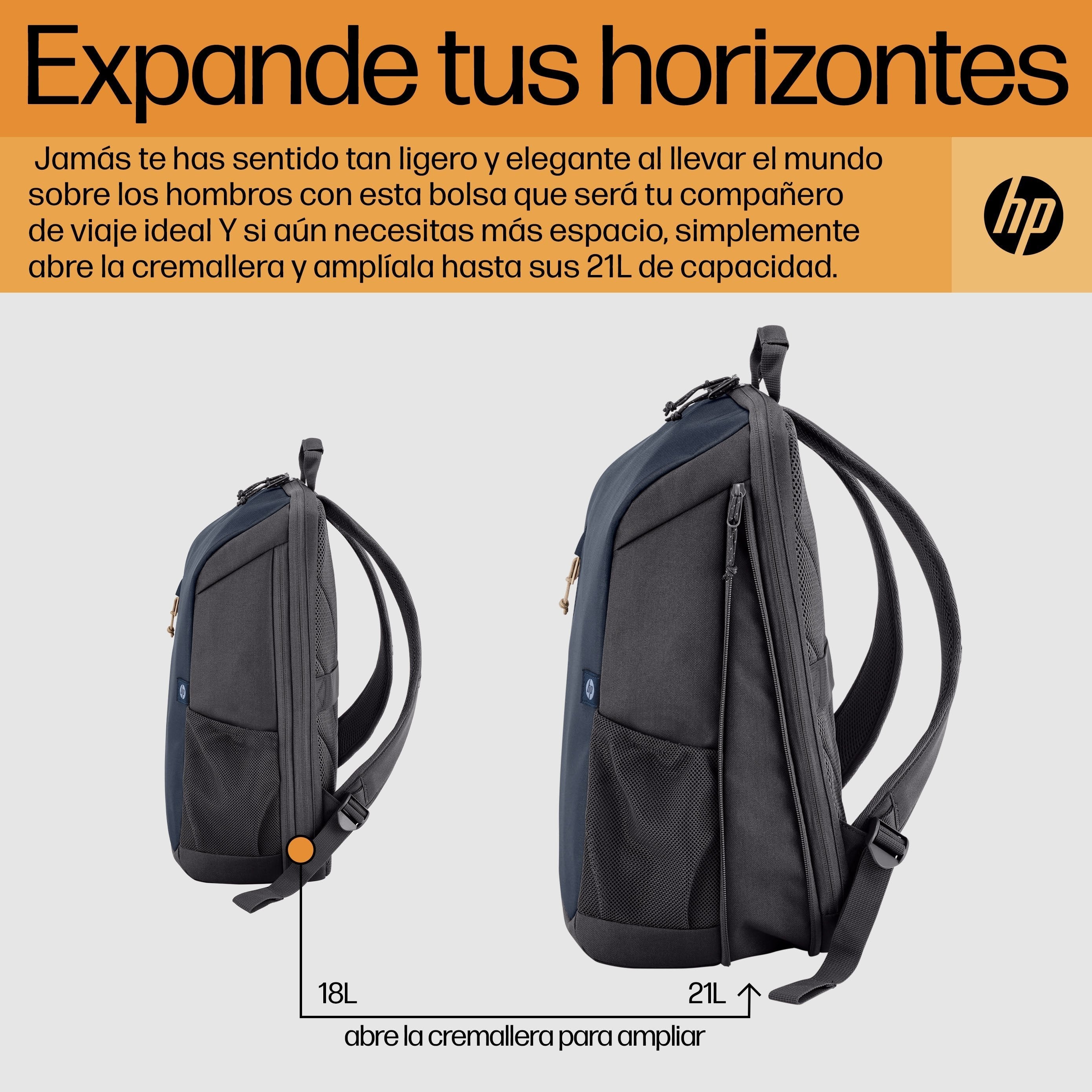 EAN 0196548661107 - HP Travel 18 Liter 15.6 Blue Night Laptop Backpack 39,6 cm (15.6") Negro, Azul imagen 7