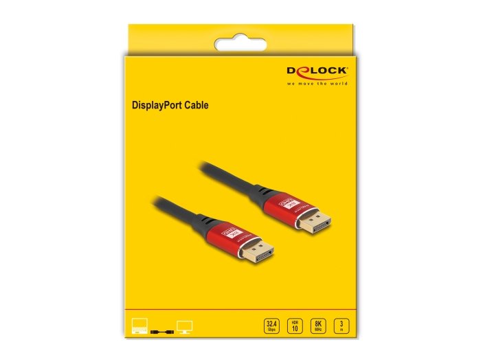 Delock Displayport Cable 8k 60 Hz 3 M Rojo Metall