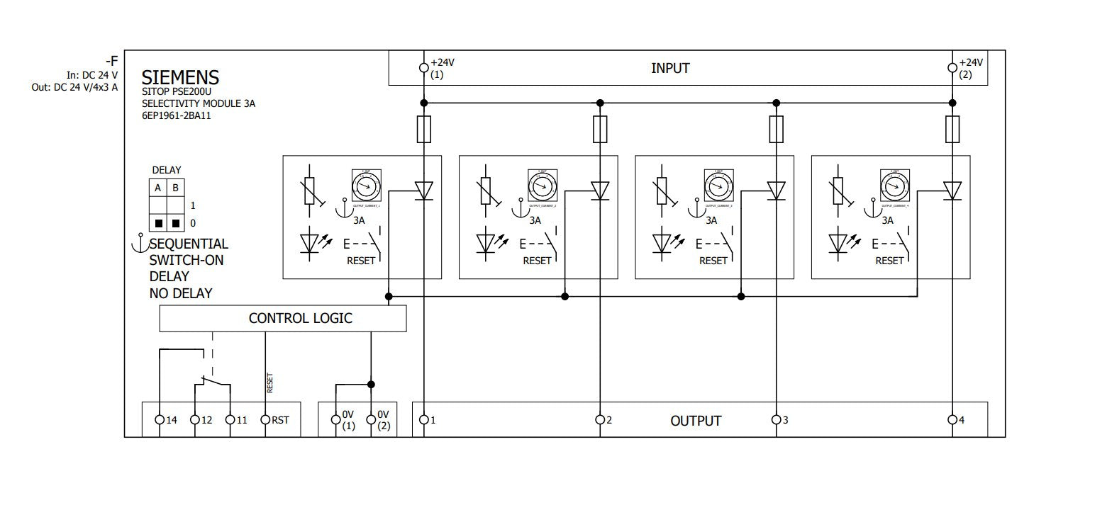 Siemens 6ep19612ba11 Sitop Pse200u 3a Selektivittsmodul 4-Kanalig Eing. 24vdc