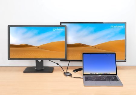Manhattan Docking Station De Usb-C A Hdmi Y Vga, 4 En 1, Con Suministro De Energía