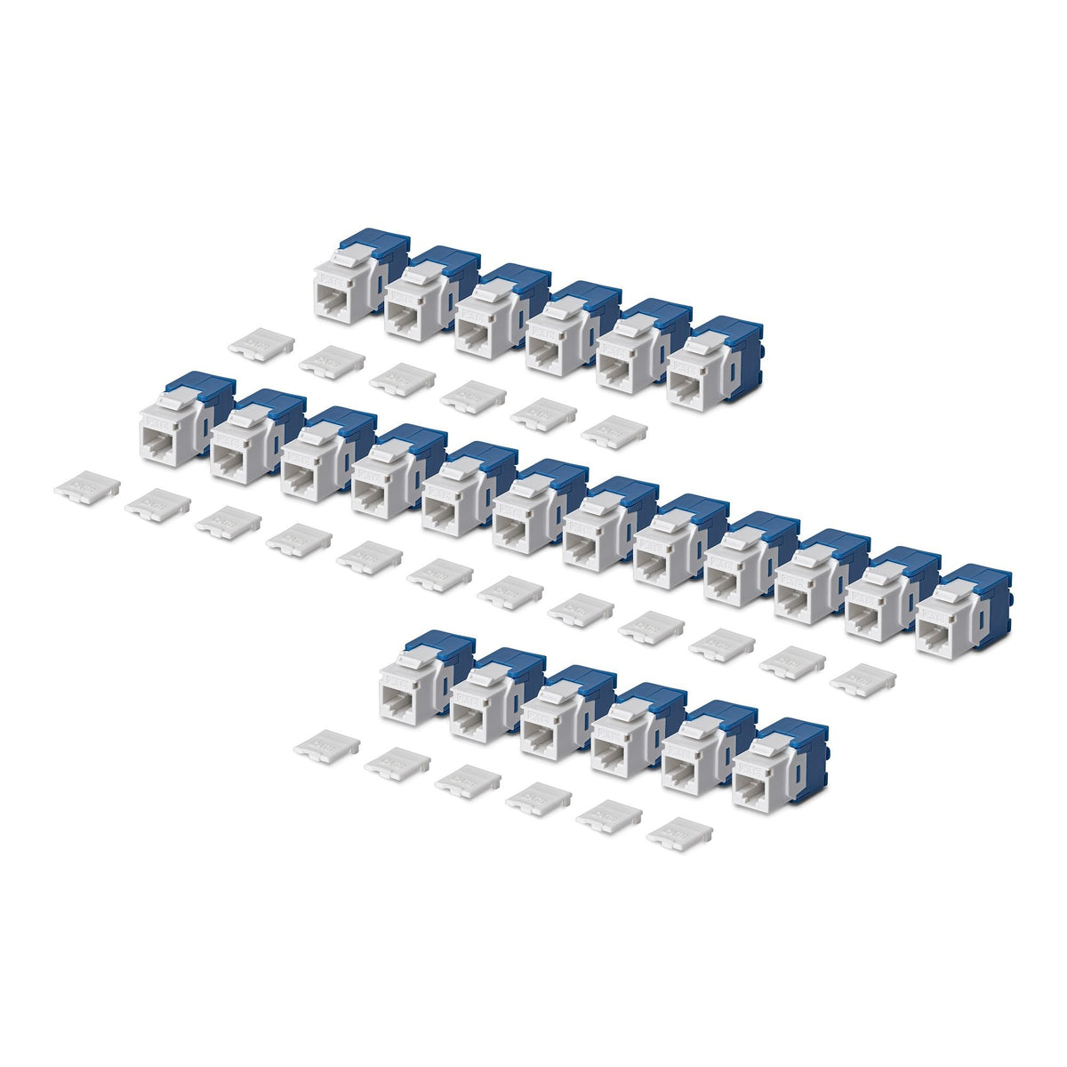 Startech.Com Cat6 Keystone Jack Módulo, Pack De 24 Rj45 Ethernet Keystone Conector Hembra, Utp Cat6 Wandbuchse, 180 Grad, Sin Herramientas, Blanco, Plano, Azul, Blanco, Rj-45, Conector Hembra, Conector Hembra, 10gbase-T