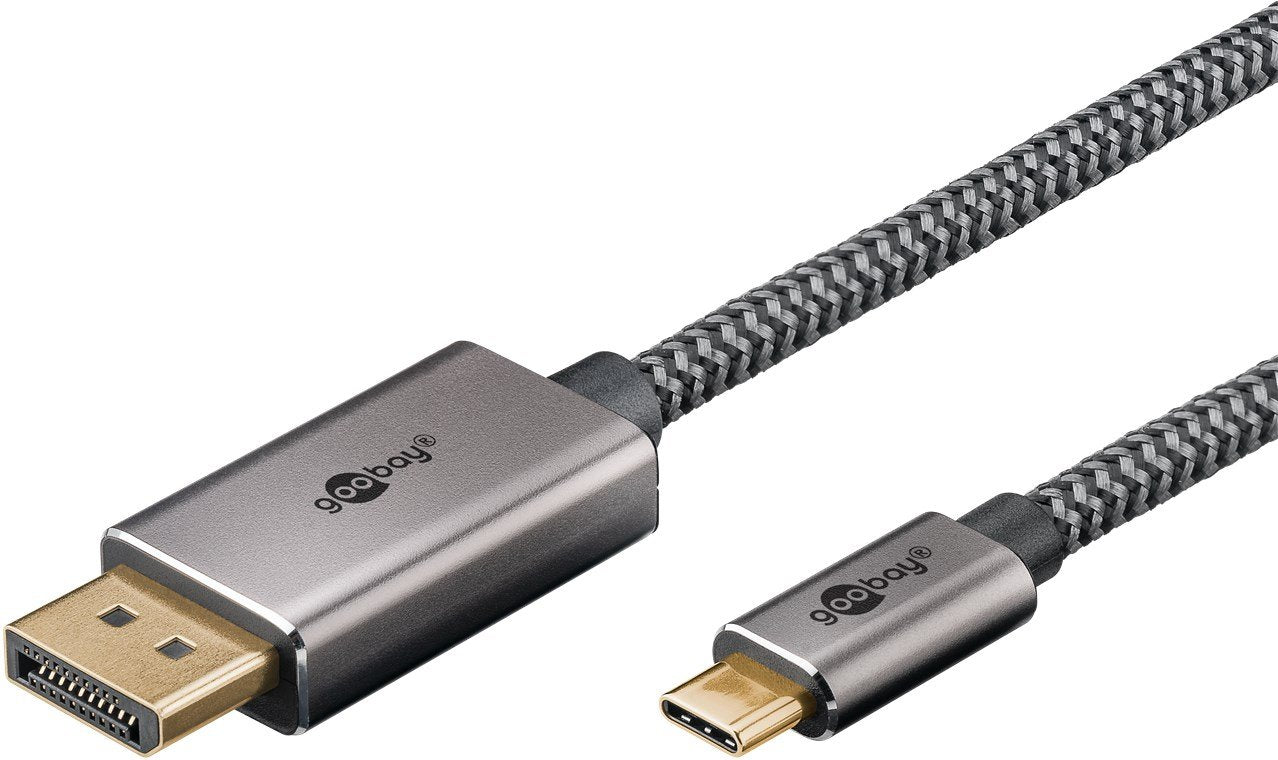 EAN 4040849757075 - Goobay 75707 adaptador de cable de vídeo 1 m USB Tipo C DisplayPort Negro, Plata imagen 2