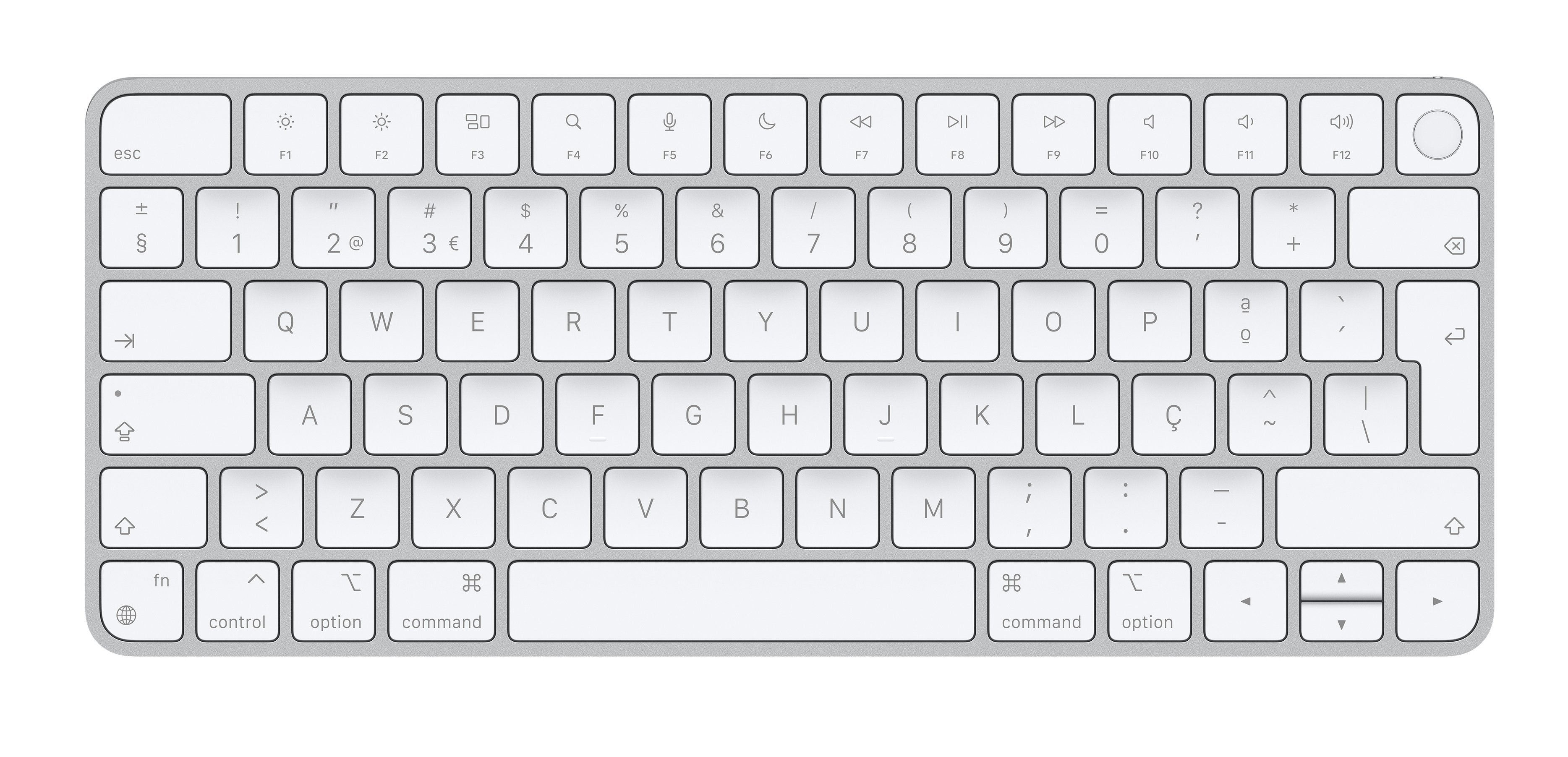 Teclado Portugués Apple Magic Keyboard With Touch Id Inalámbrico Bluetooth Usb-C Qwerty