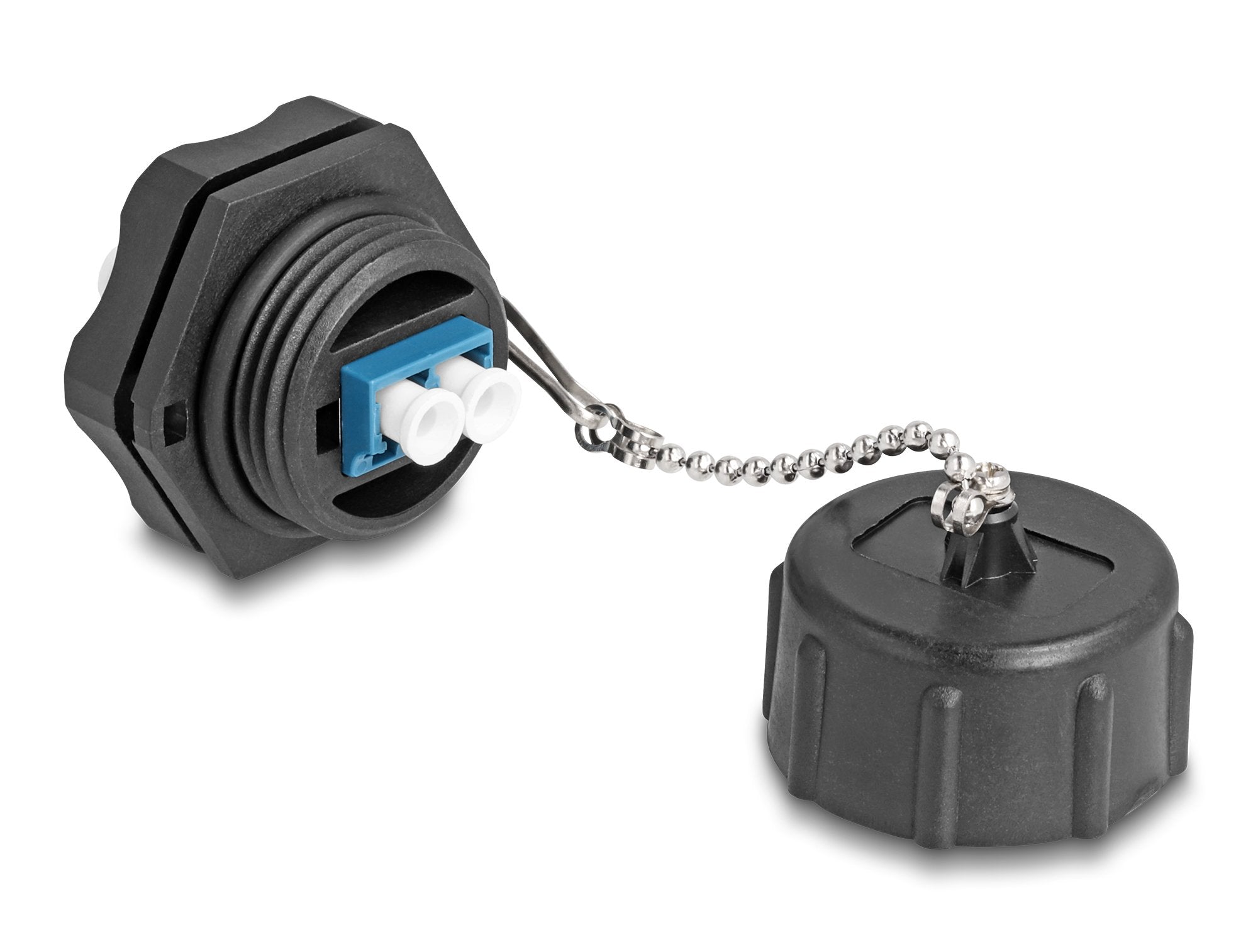 Delock 87886 Conector Empotrable De Fibra Óptica Lc Duplex A Lc Duplex Con Tapa Protectora Monomodo Ip68 Resistente Al Polvo Y Al Agua