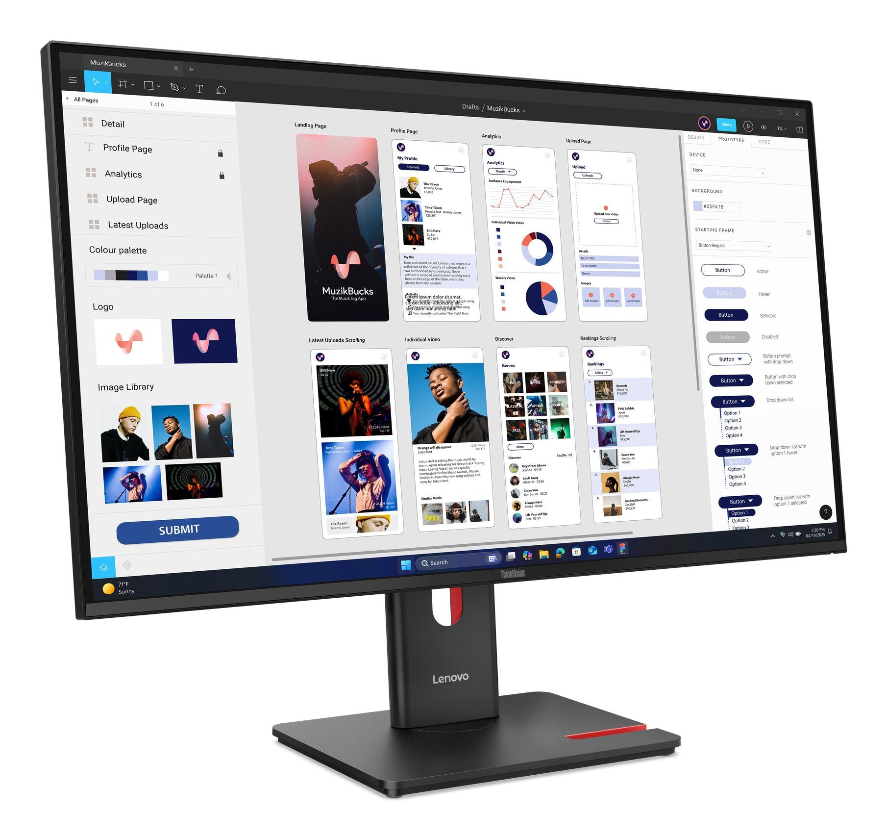 EAN 198156726681 - Lenovo ThinkVision T32UD-40 pantalla para PC 80 cm (31.5") 3840 x 2160 Pixeles 4K Ultra HD LCD Negro imagen 3