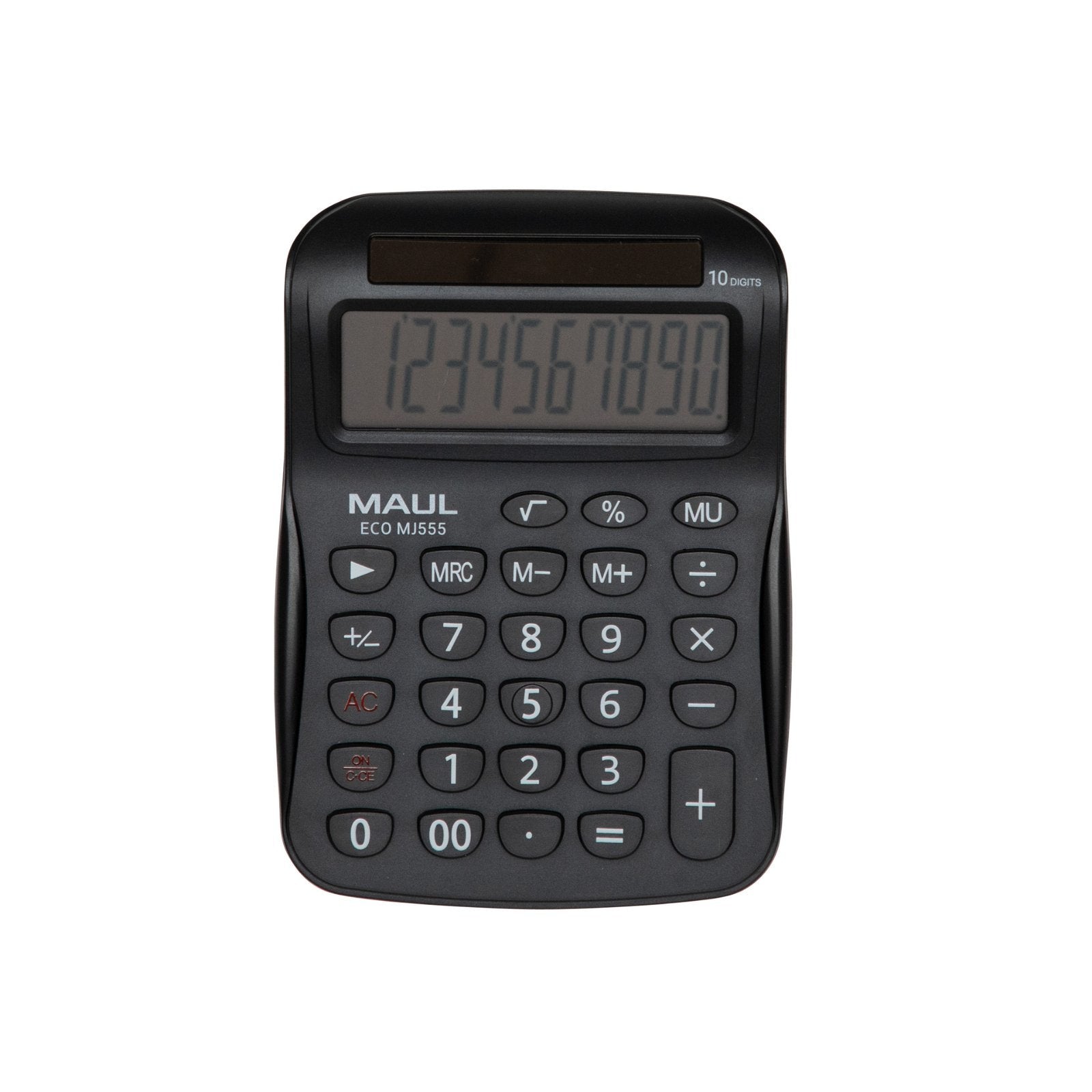 Maul Calculadora Eco Mj 555 Calculadora Basica Con Pantalla De 10 Dígitos Calculadora Solar De 80% De Plástico Reciclado Calculadora Pequeña 15,4 X 11 X 2,7 Cm Blanco