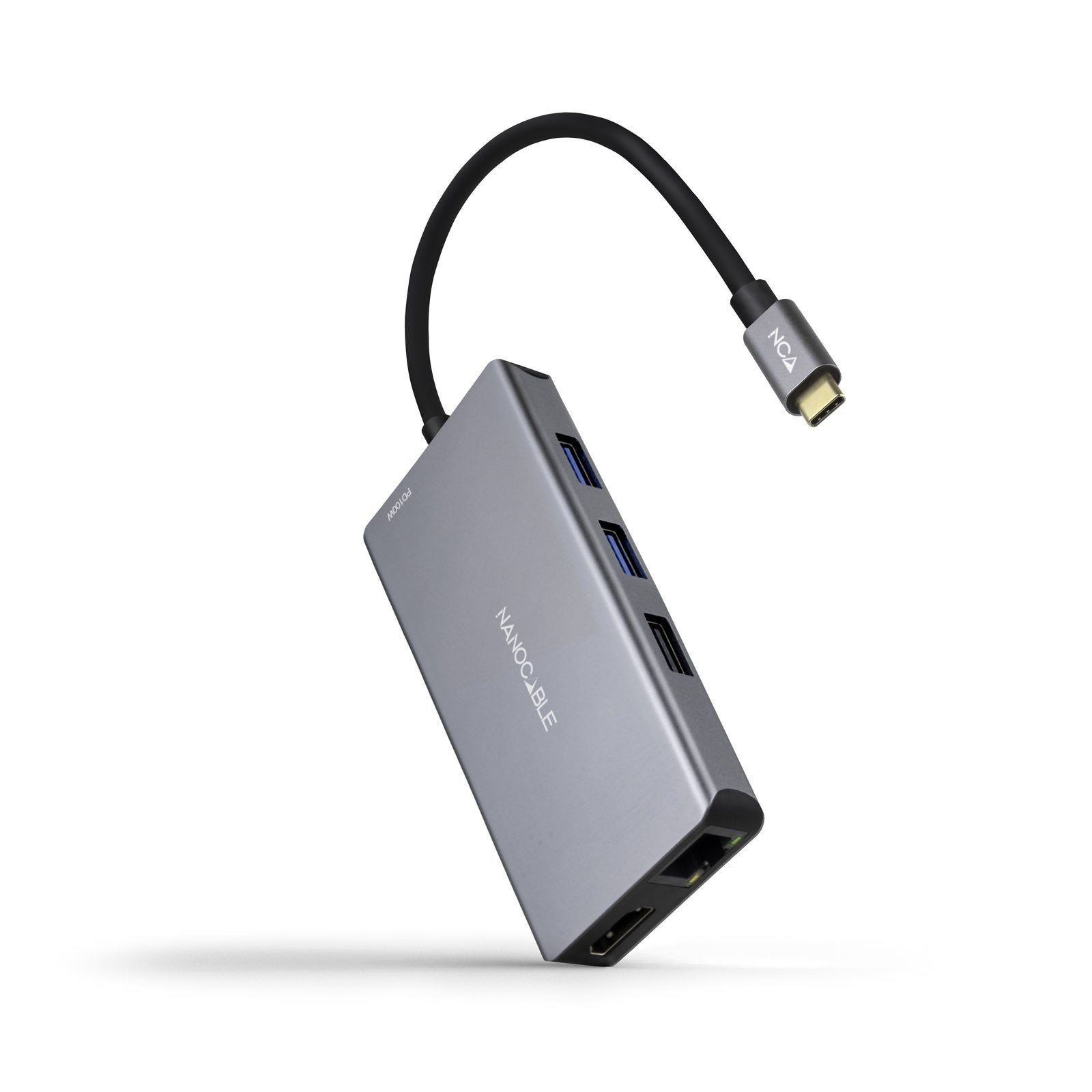 Nanocable Hub Usb-C 9 En 1 -Conversor Usb-C A 3 X Usb-A + 2 X Hdmi + Rj45 + Tf + Sd + Usb-C Pd 100w - Aluminio - 15cm -