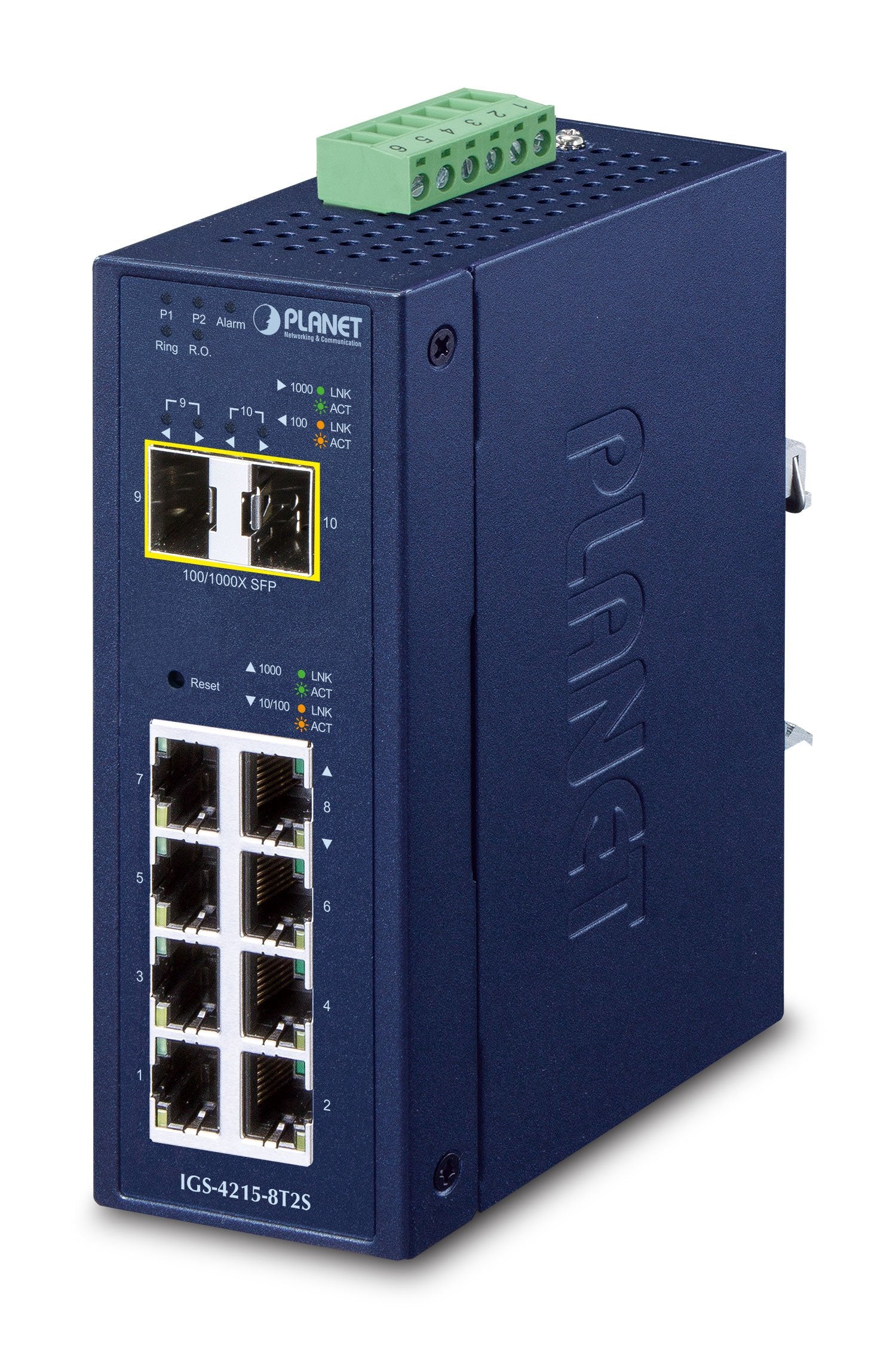 EAN 4711605286275 - PLANET IP30 Industrial L2/L4 8-Port Gestionado L2/L4 Gigabit Ethernet (10/100/1000) Azul imagen 1
