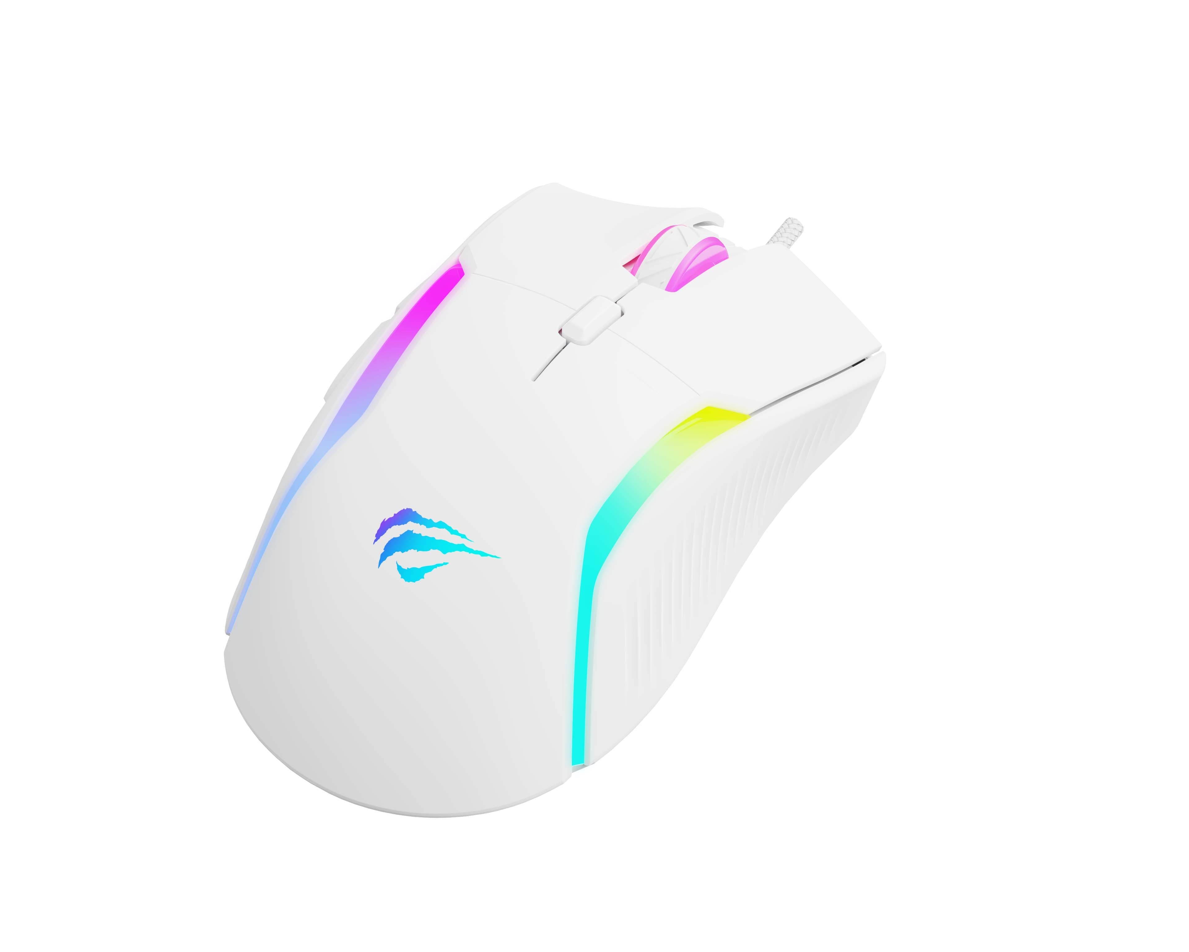 Ratón Gaming Havit Ms1033 Rgb 8000 Dpi 9 Botones Blanco