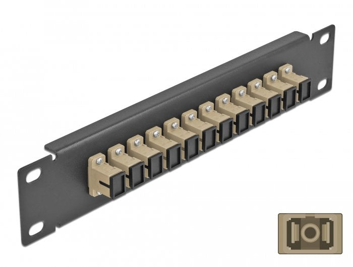 Delock 10" Patch Panel Fo 12 Puertos Sc Simplex Beige 1 U Negro
