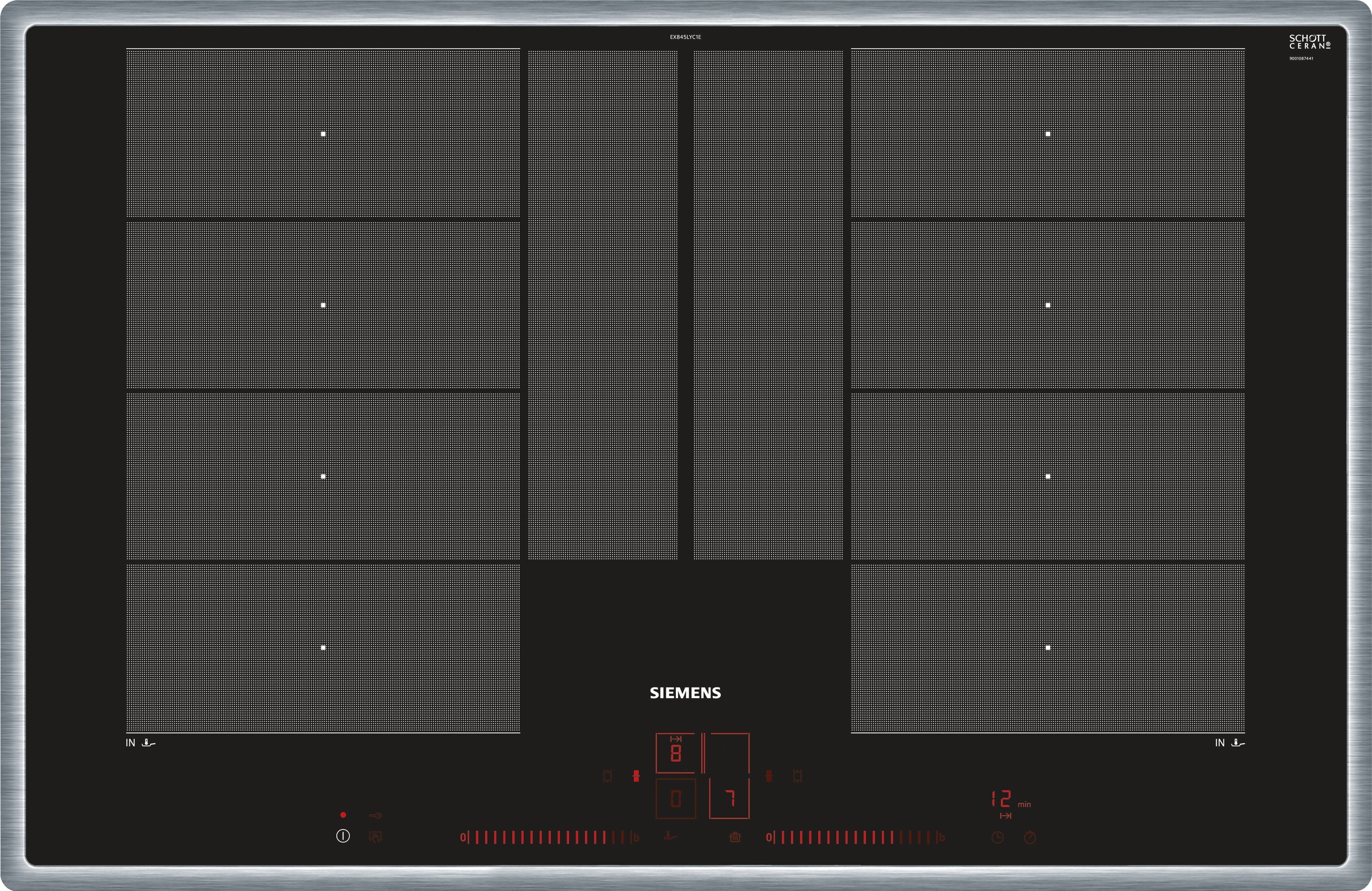 Placa Vitrocerámica Siemens Ex845lyc1e Hobs Negro, Acero Inoxidable Integrado Cerámico 4 Zona(S)