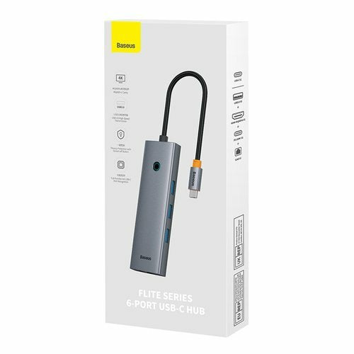 EAN 6932172630713 - Baseus UltraJoy 6-Port Alámbrico USB 3.2 Gen 1 (3.1 Gen 1) Type-C Gris imagen 4