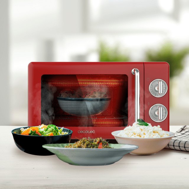 EAN 8435484017107 - Cecotec 01710 microondas Rojo, Acero inoxidable Microondas con grill Encimera 20 L 700 W imagen 3
