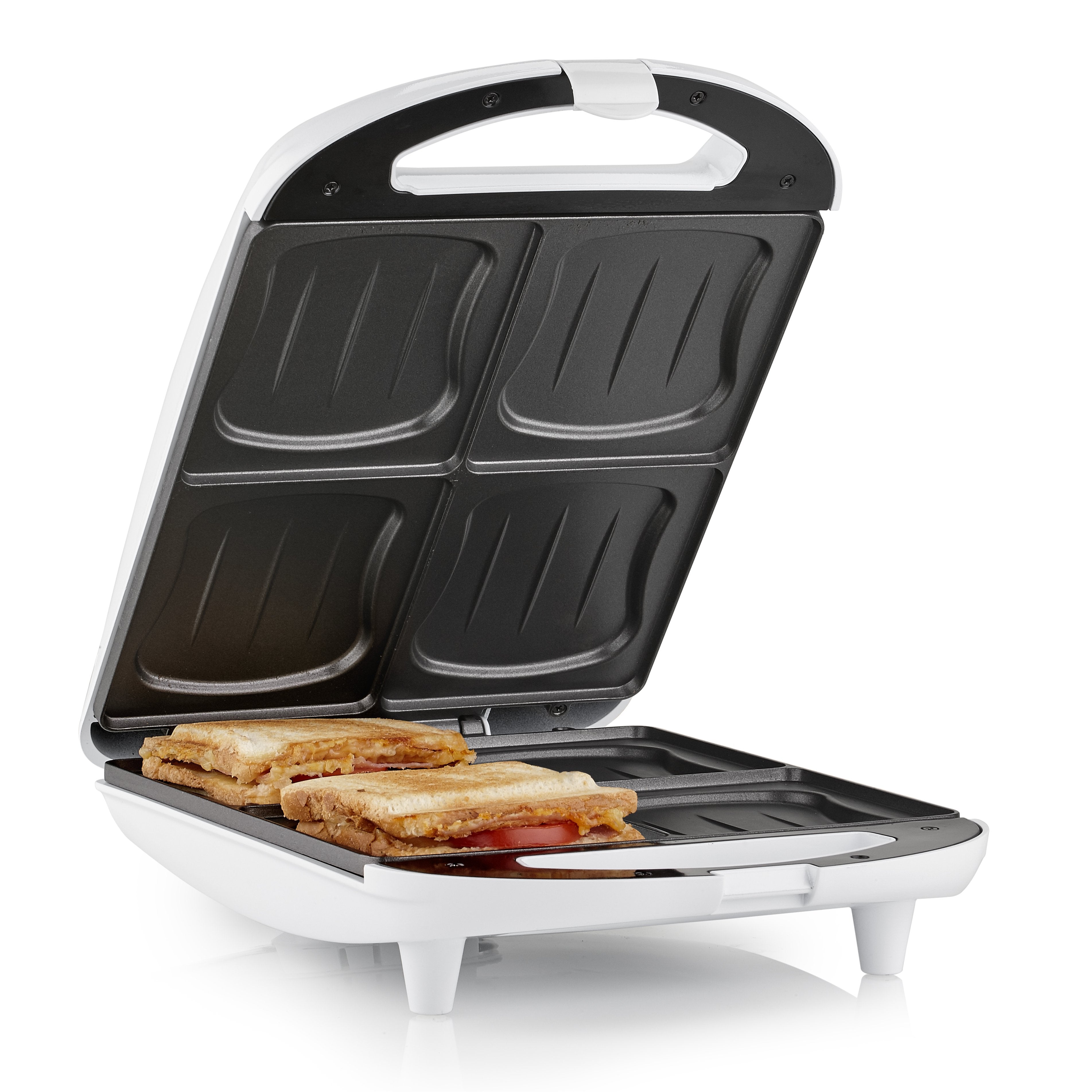 Sandwichera Tristar Sa-3065 4 Platos, Recubrimiento Antiadherente, Pies Antideslizantes, Blanco