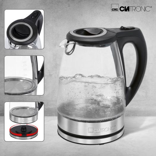 EAN 4006160639353 - Clatronic WKS 3744 G tetera eléctrica 1,7 L 2200 W Negro, Gris, Acero inoxidable, Transparente imagen 3