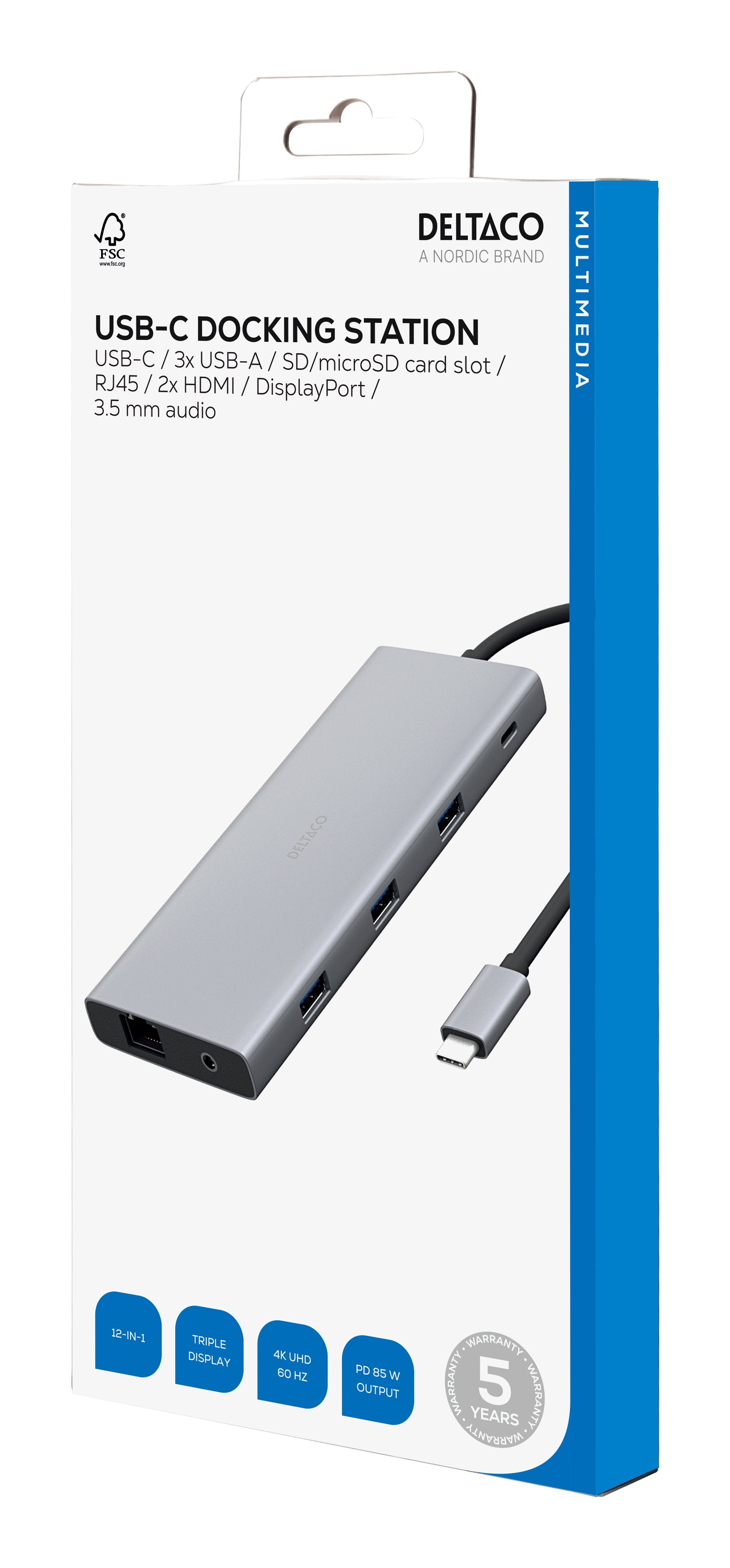 EAN 7333048060624 - Deltaco USBC-HDMI27 base para portátil y replicador de puertos USB Tipo C Plata imagen 7