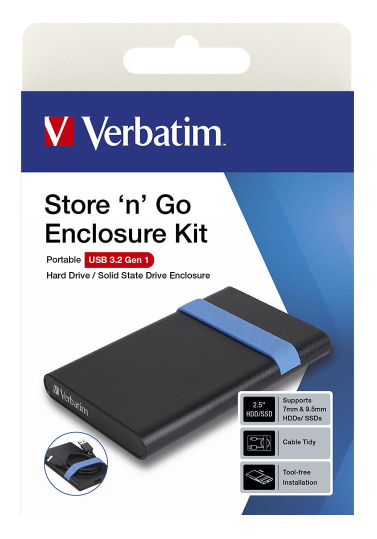 Verbatim Store'N'Go Enclosure Kit Carcasa De Disco Duro/Ssd Negro, Azul 2.5"