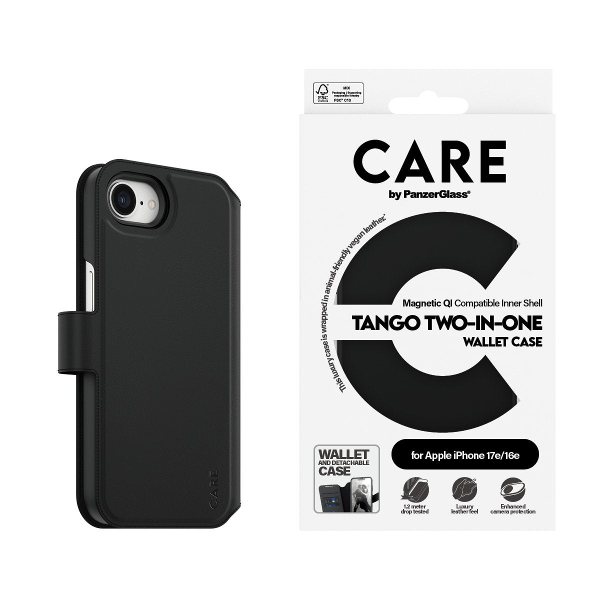 EAN 5715685021435 - PanzerGlass CARE™ by ® Tango 2-in-1 Wallet Case w. Qi iPhone 17e | 16e funda para teléfono móvil Negro imagen 3