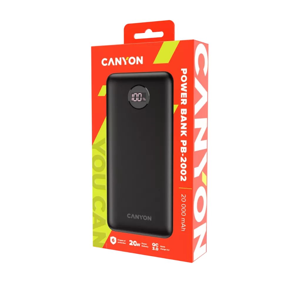 Canyon Powerbank Pb-2002 20000 Mah Pd Qc Display Negro Retail
