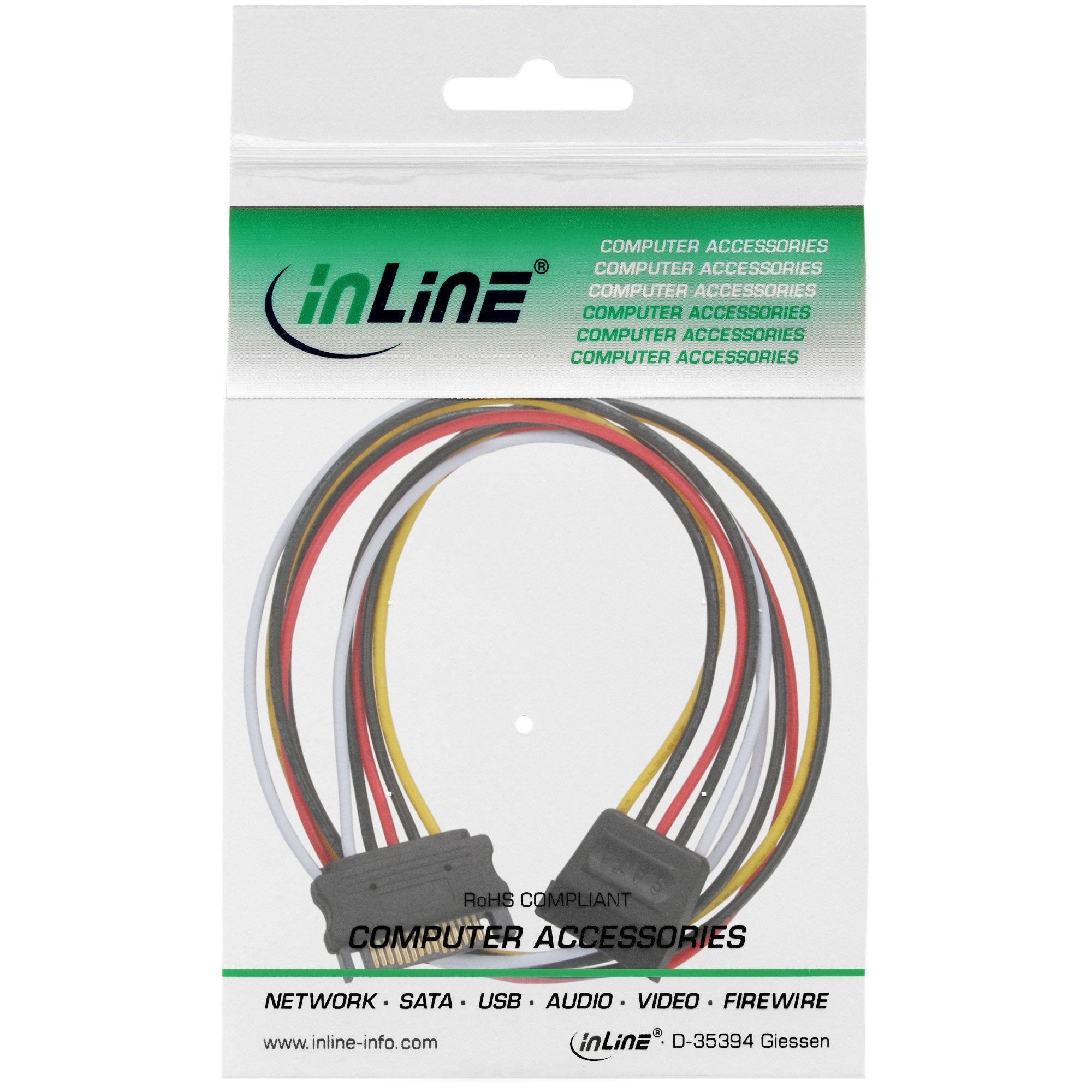 Cable Extensión De Alimentación Inline Sata Macho A Hembra De 0,5 M