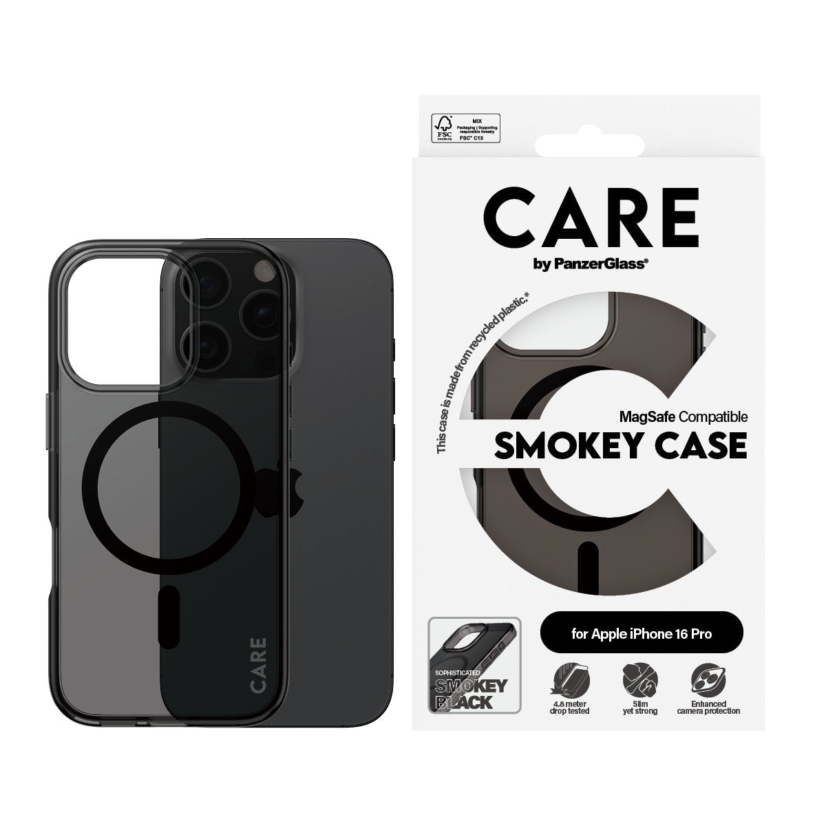 EAN 5715685004162 - PanzerGlass CARE™ by ® Urban Combat Case Smokey w. Black MagSafe iPhone 16 Pro funda para teléfono móvil imagen 2