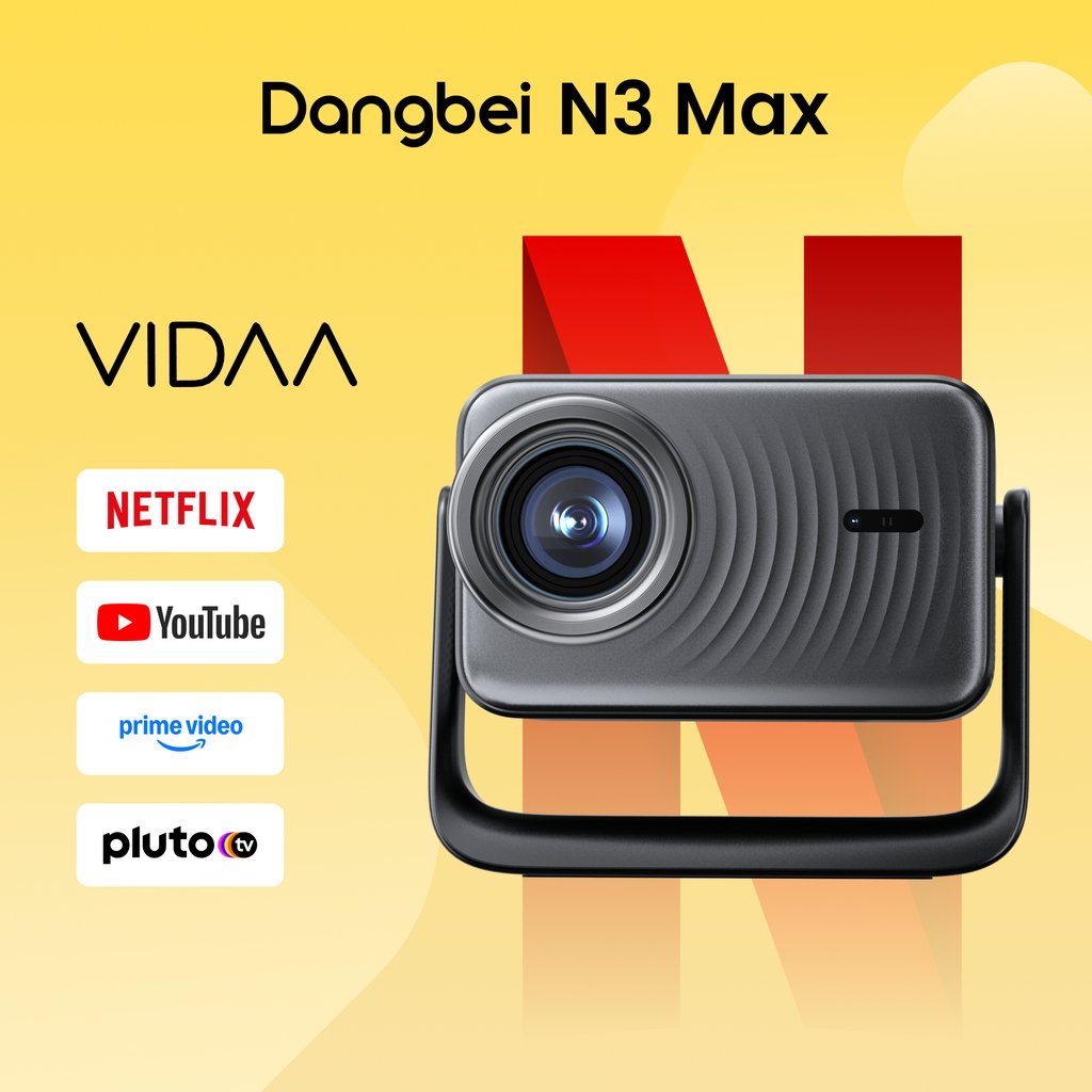 Dangbei N3 Max Proyector 4k Soporte, 1000 Iso Lumen Projetor Portatil,?Vidaa Os, Netflix & App Control De Voz?Videoproye