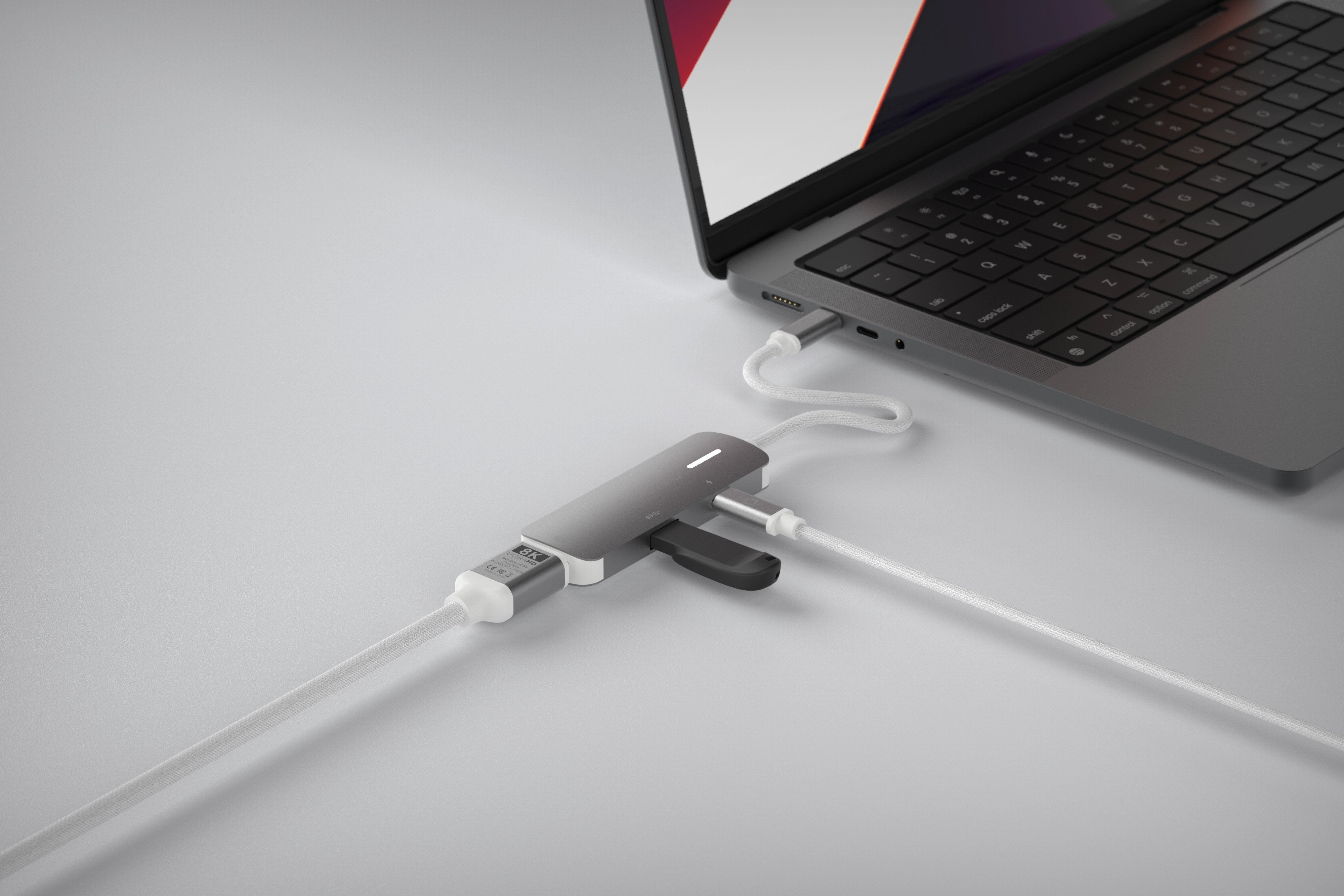 Adaptador 3 Puertos Usb-C Gris Linq Usb-C/ 1xusb3.2, 1xhdmi, 1xusb-C Pd Hasta 140w