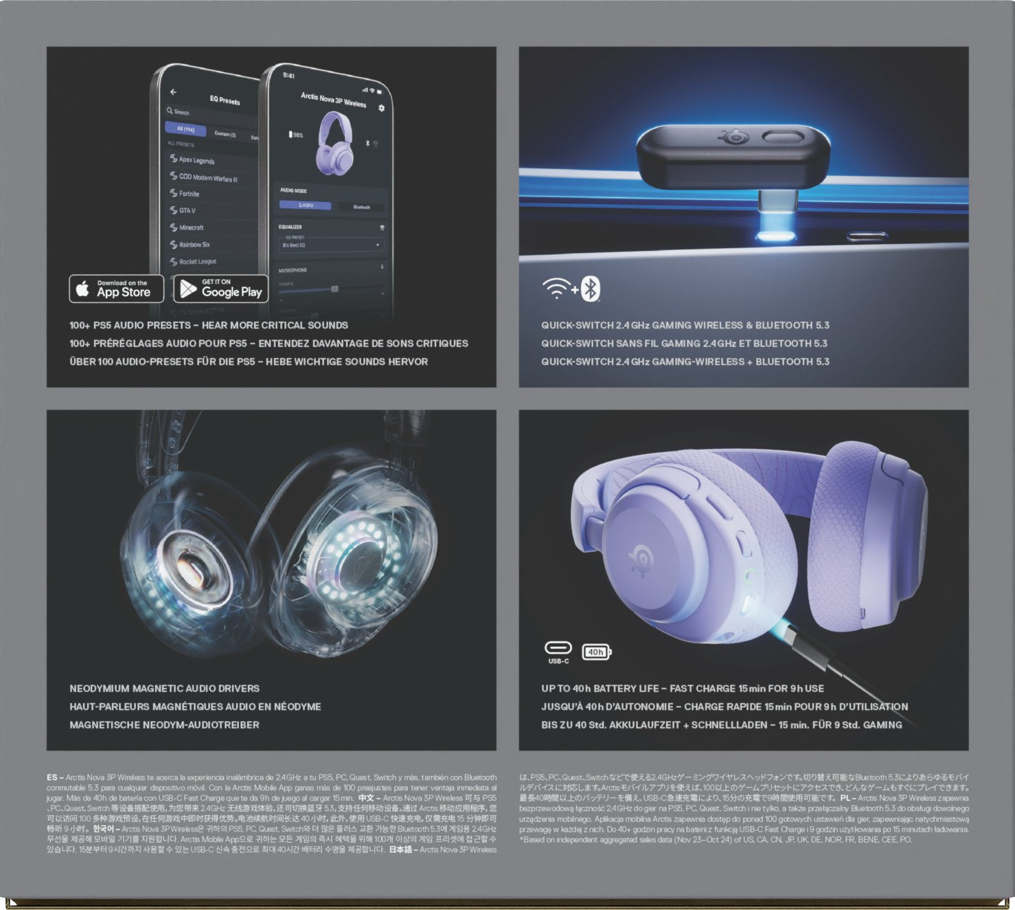 EAN 5707119061315 - Steelseries Arctis Nova 3P Auriculares Inalámbrico Diadema Música/uso diario Bluetooth Lavanda imagen 11