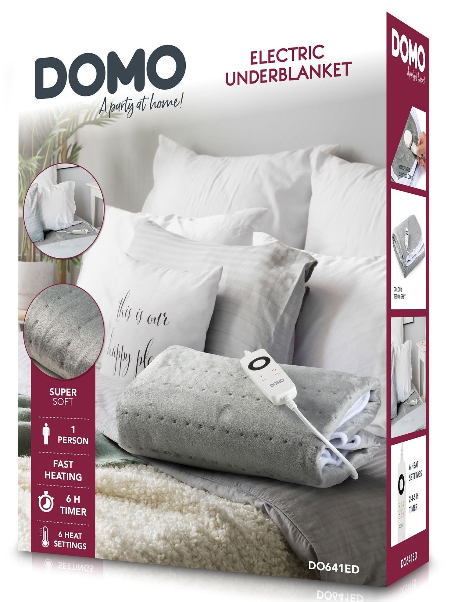 EAN 5411397160584 - Domo DO641ED manta eléctrica y almohadilla 100 W Gris Vellón imagen 13